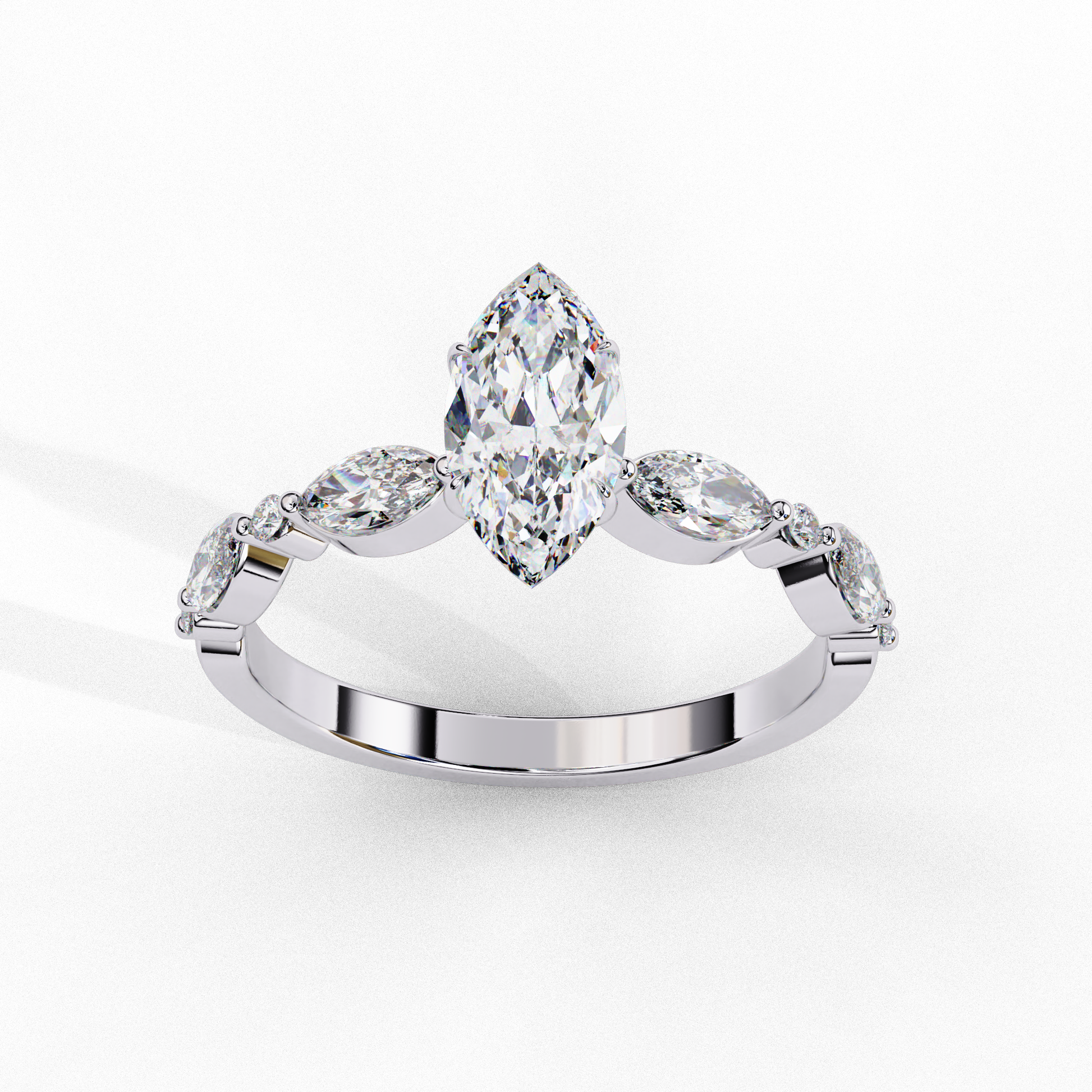 White Gold / Moissanite, White Gold / Lab Grown