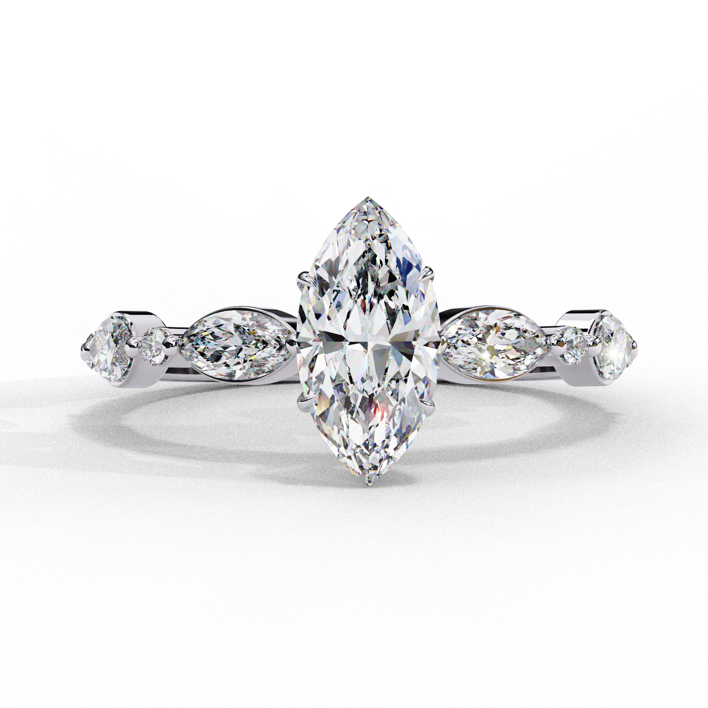 white gold / moissanite, white gold / lab grown