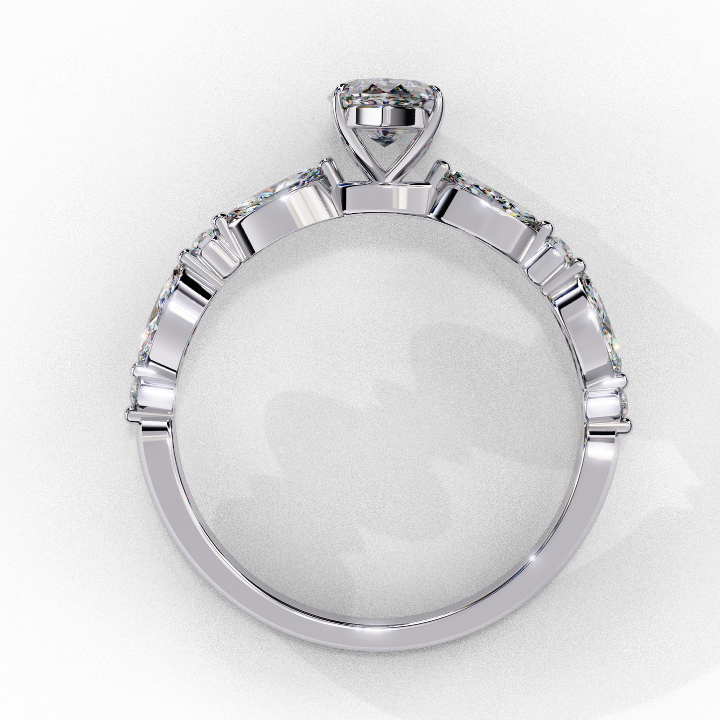 white gold / moissanite, white gold / lab grown