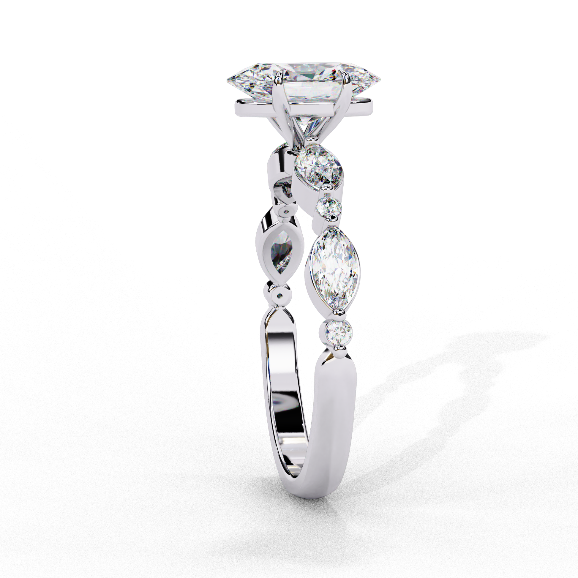 White Gold / Moissanite, White Gold / Lab Grown