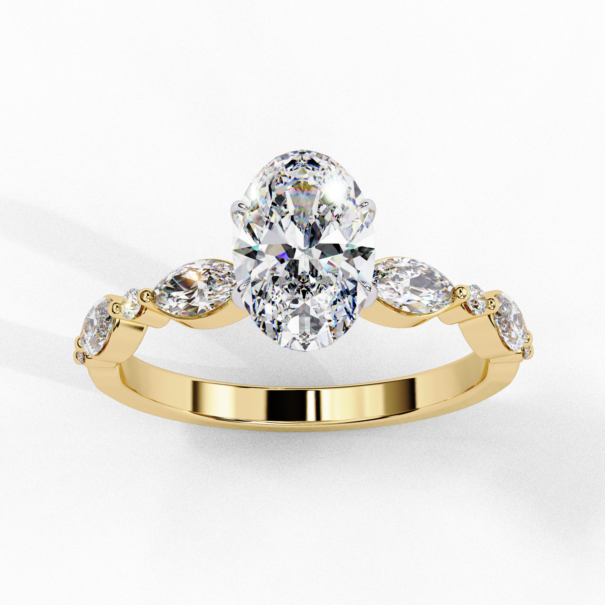 Yellow Gold / Moissanite, Yellow Gold / Lab Grown