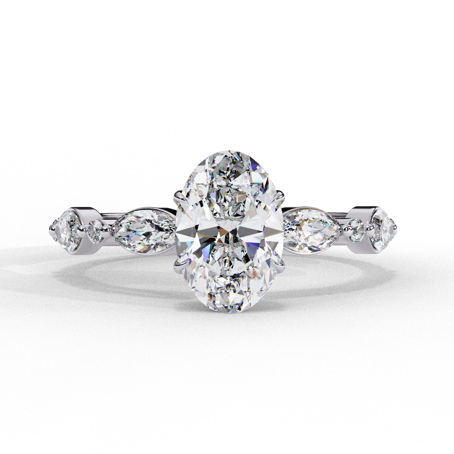 white gold / moissanite, white gold / lab grown