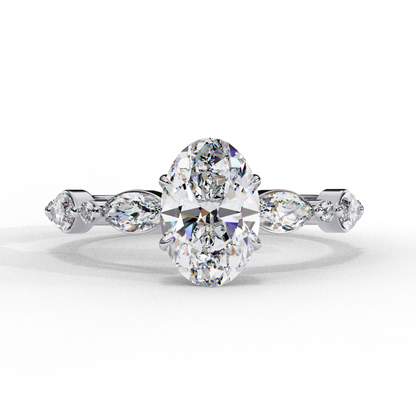 White Gold / Moissanite, White Gold / Lab Grown