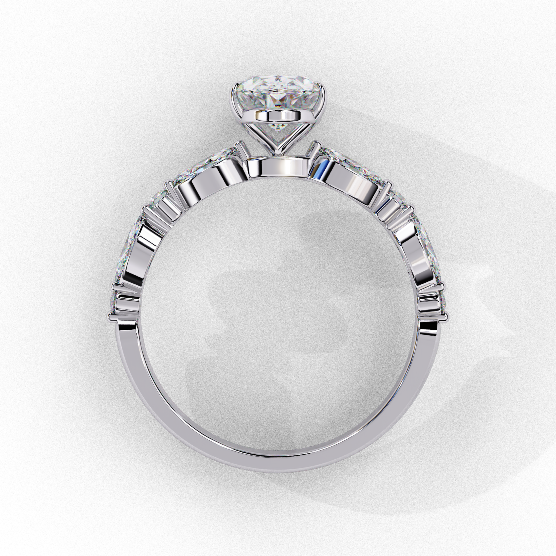 White Gold / Moissanite, White Gold / Lab Grown