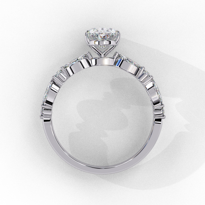 White Gold / Moissanite, White Gold / Lab Grown