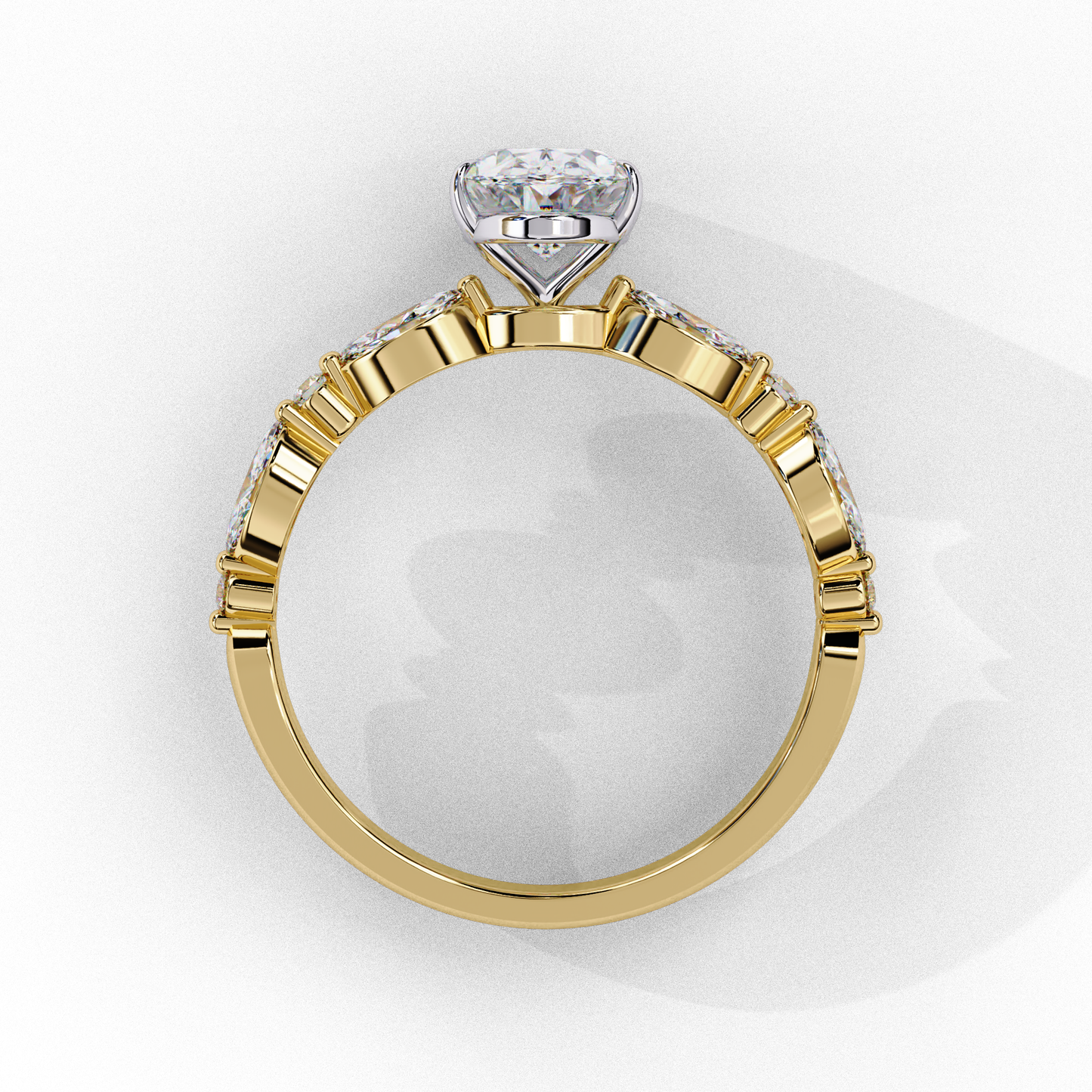 yellow gold / moissanite, yellow gold / lab grown
