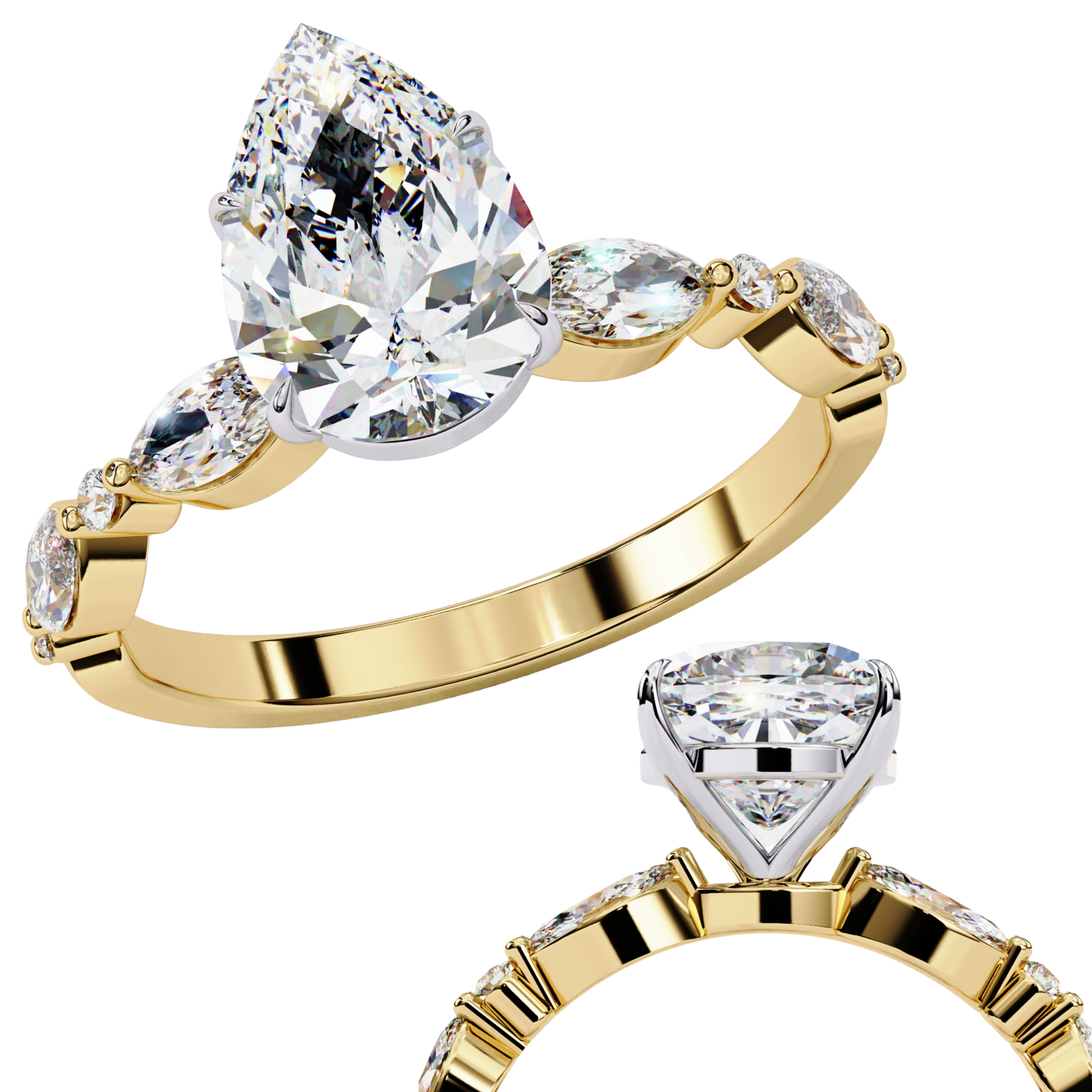 Yellow Gold / Moissanite, Yellow Gold / Lab Grown