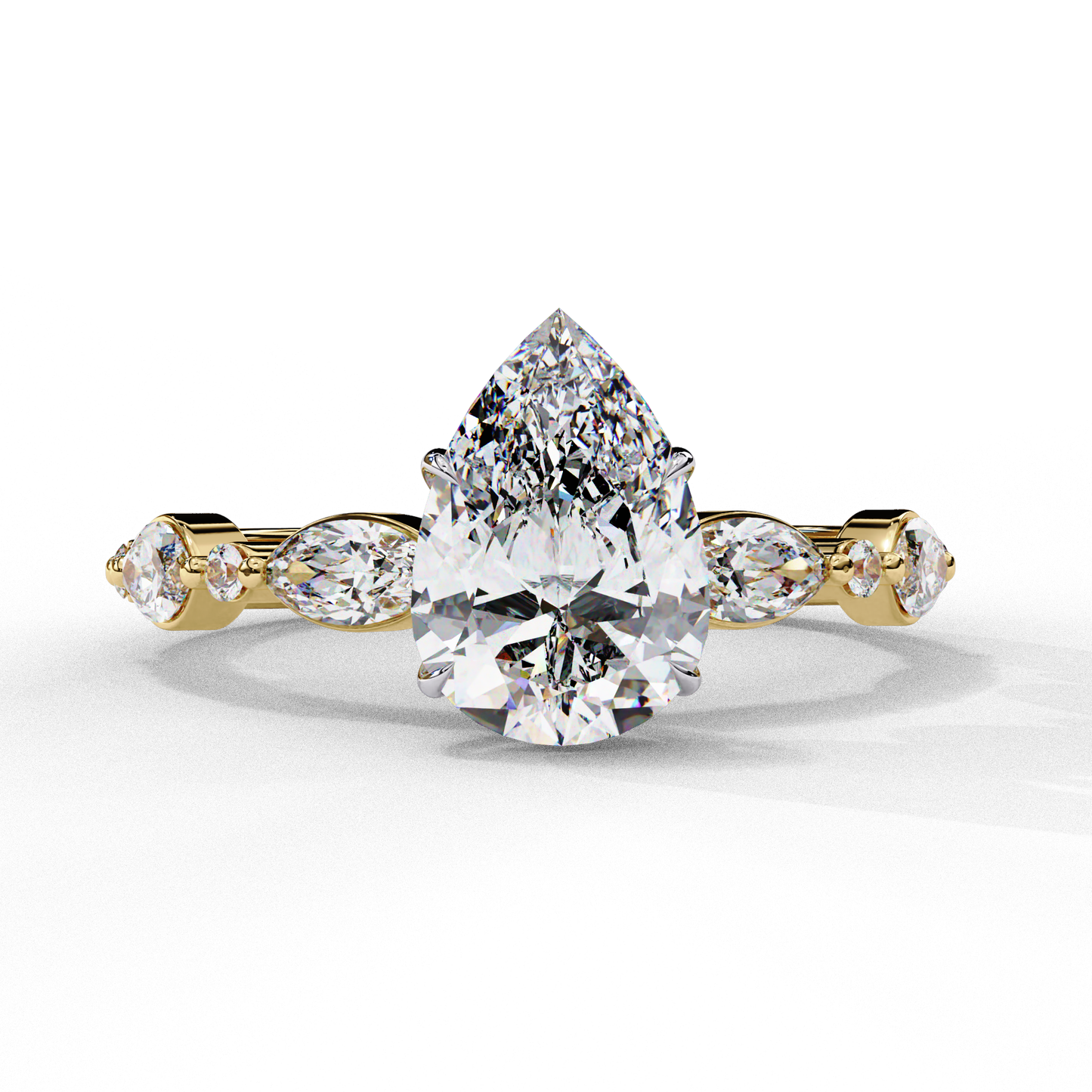 yellow gold / moissanite, yellow gold / lab grown