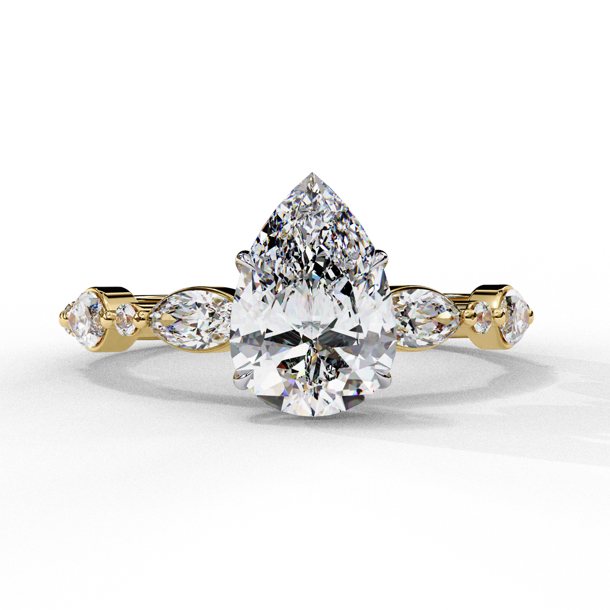 Yellow Gold / Moissanite, Yellow Gold / Lab Grown
