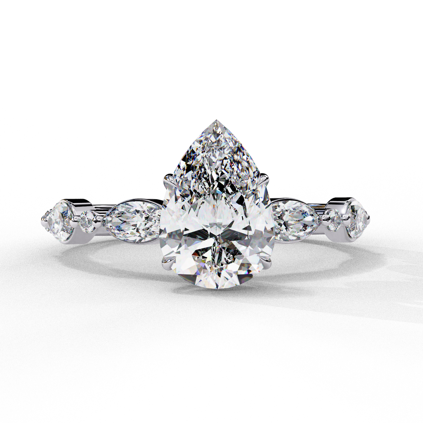 white gold / moissanite, white gold / lab grown