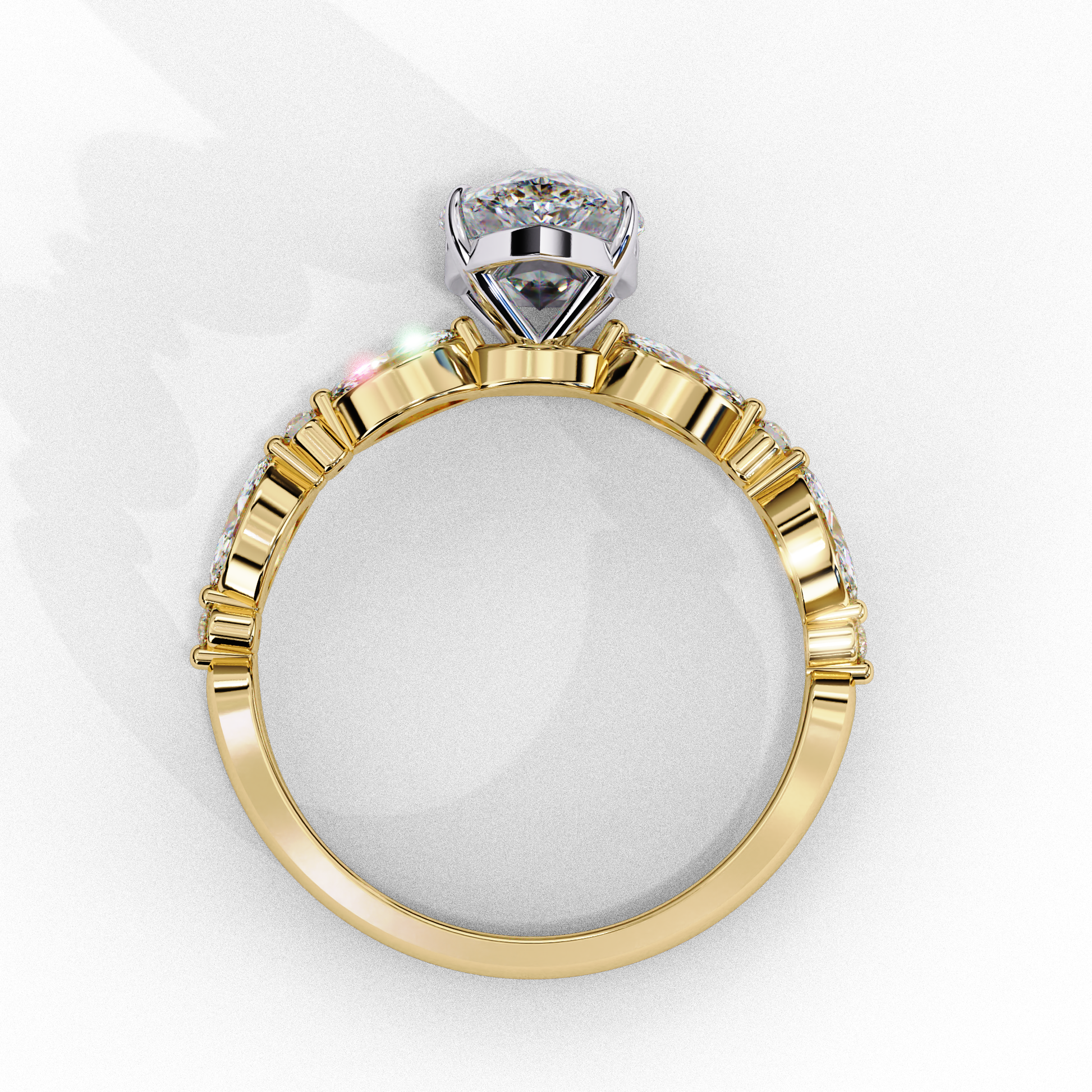Yellow Gold / Moissanite, Yellow Gold / Lab Grown
