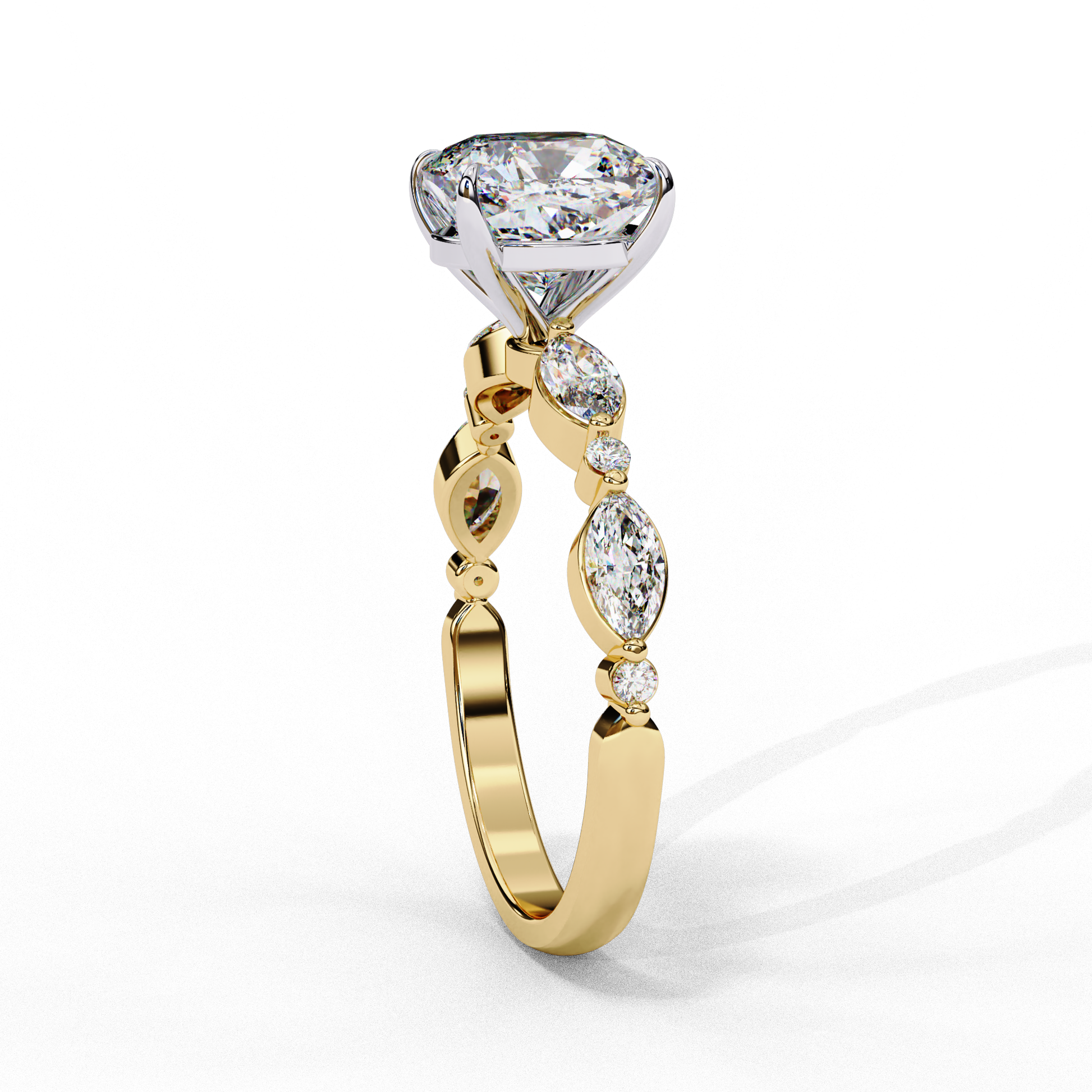 Yellow Gold / Moissanite, Yellow Gold / Lab Grown