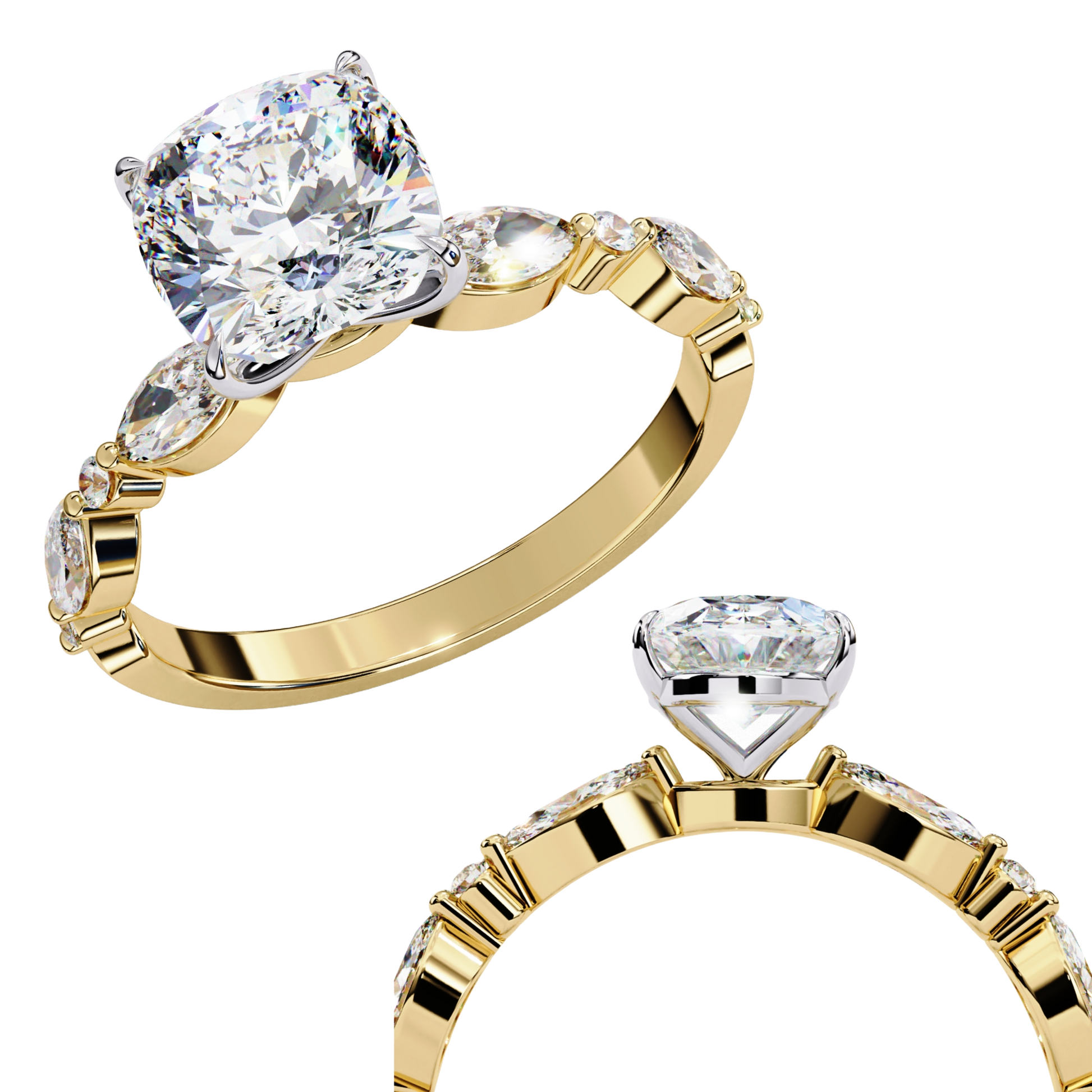 Yellow Gold / Moissanite, Yellow Gold / Lab Grown