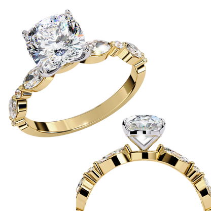 Yellow Gold / Moissanite, Yellow Gold / Lab Grown