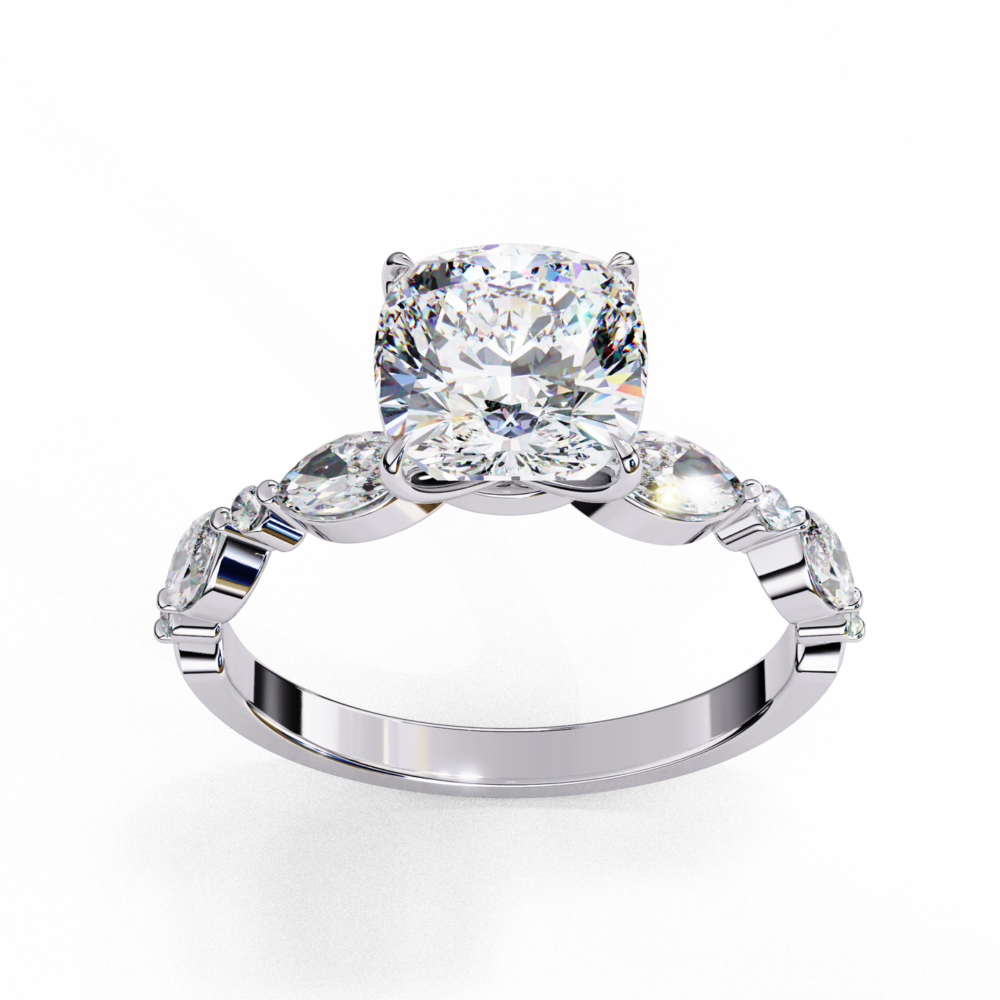 white gold / moissanite, white gold / lab grown