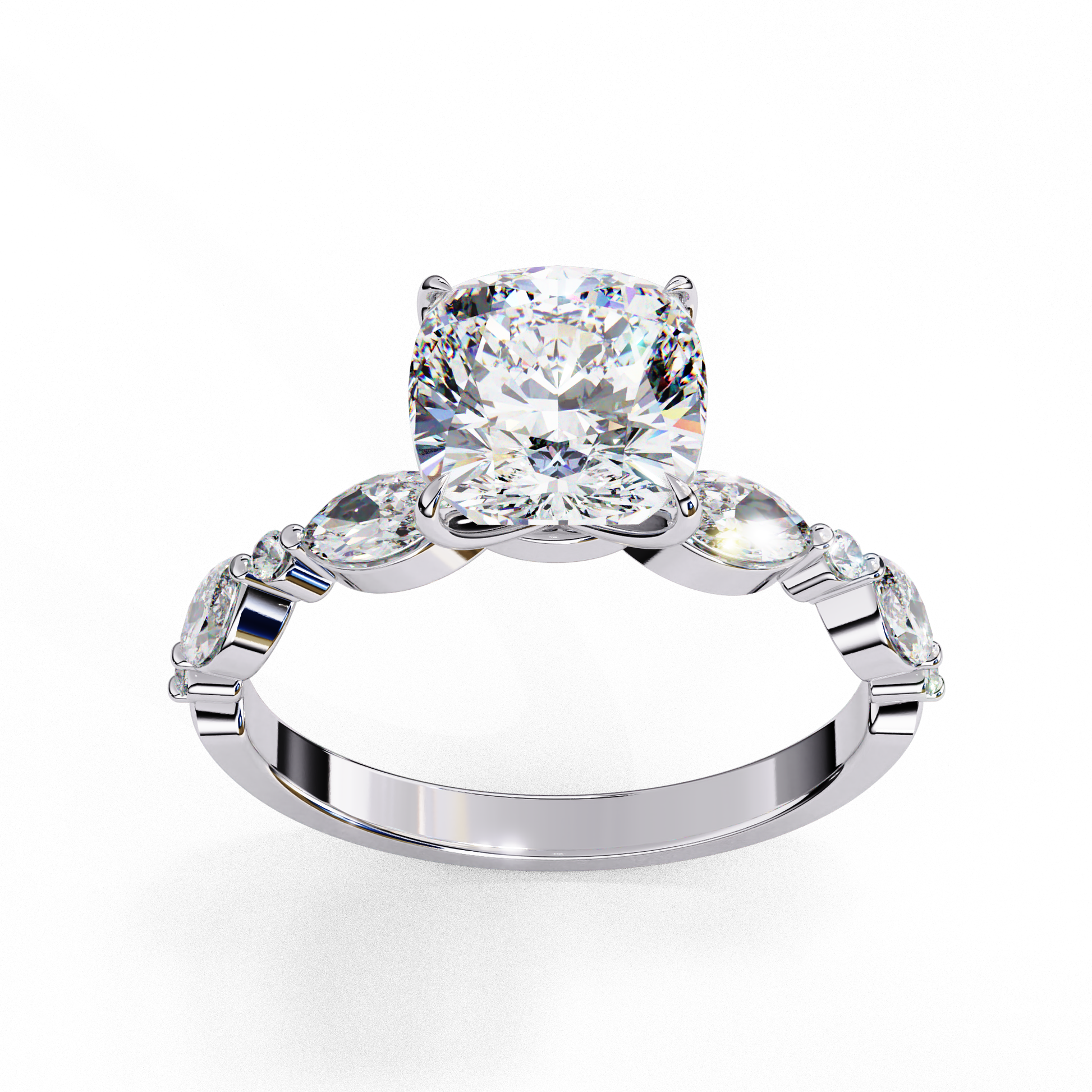 White Gold / Moissanite, White Gold / Lab Grown
