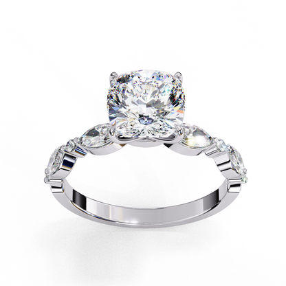 White Gold / Moissanite, White Gold / Lab Grown
