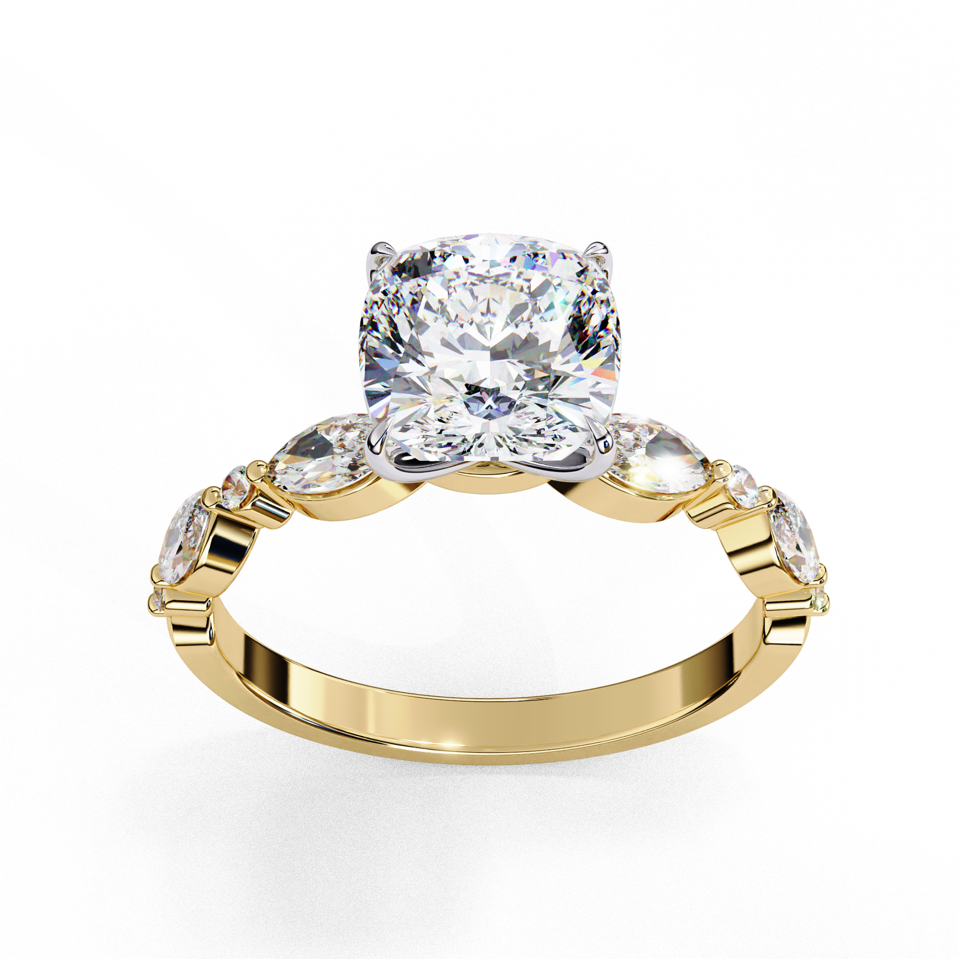 Yellow Gold / Moissanite, Yellow Gold / Lab Grown