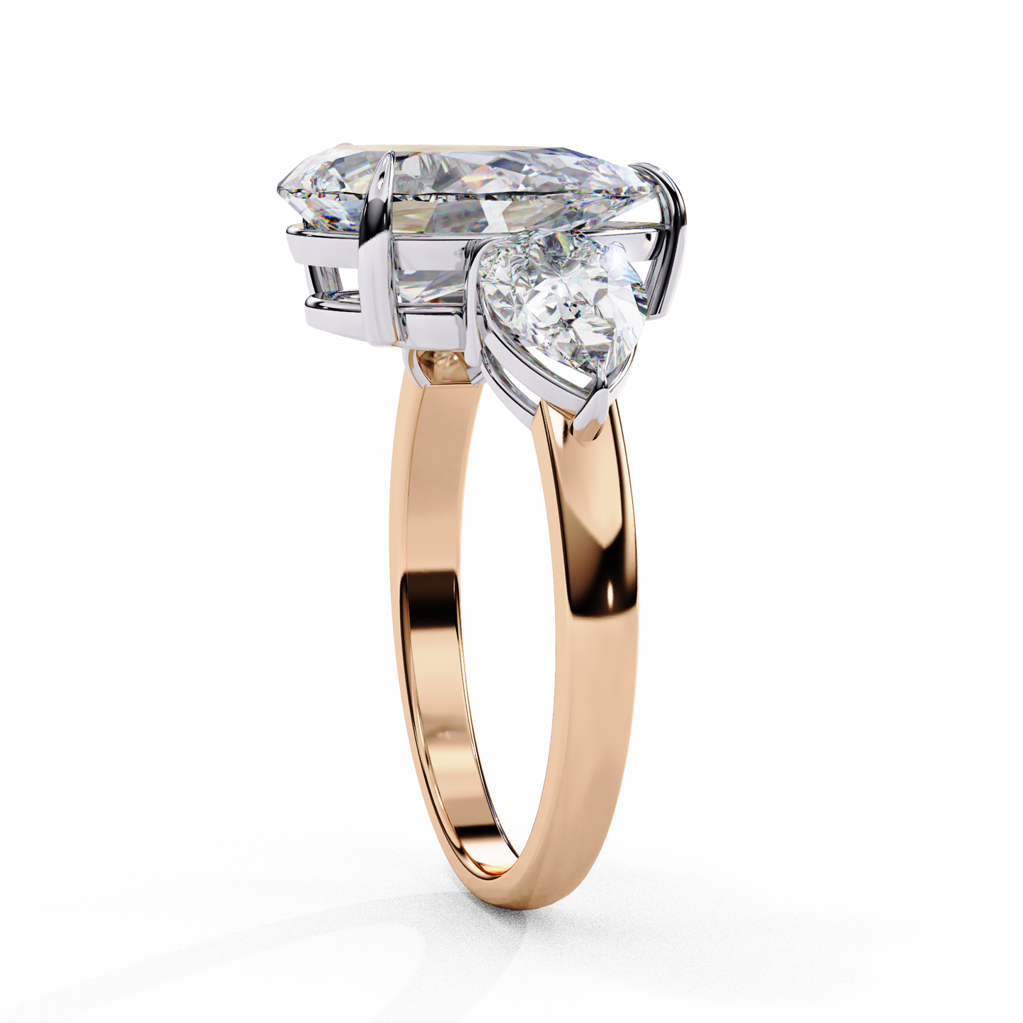 rose gold / moissanite, rose gold / lab grown