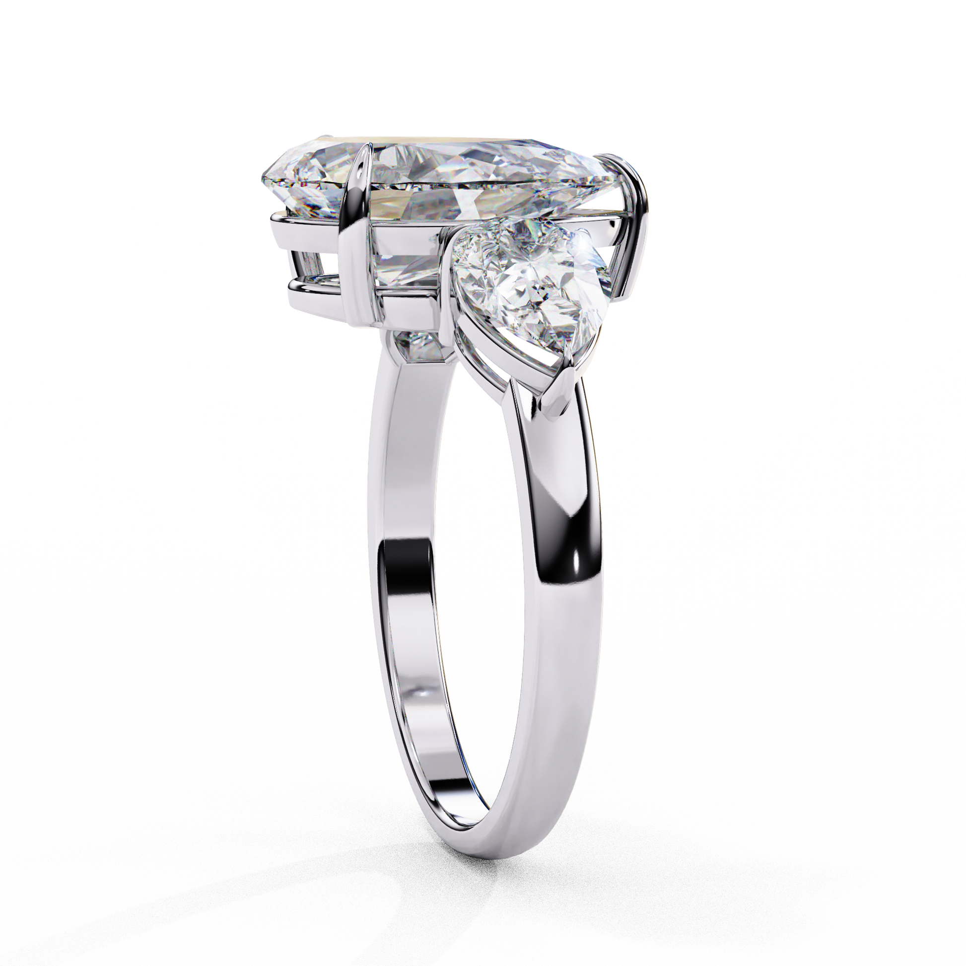 White Gold / Moissanite, White Gold / Lab Grown