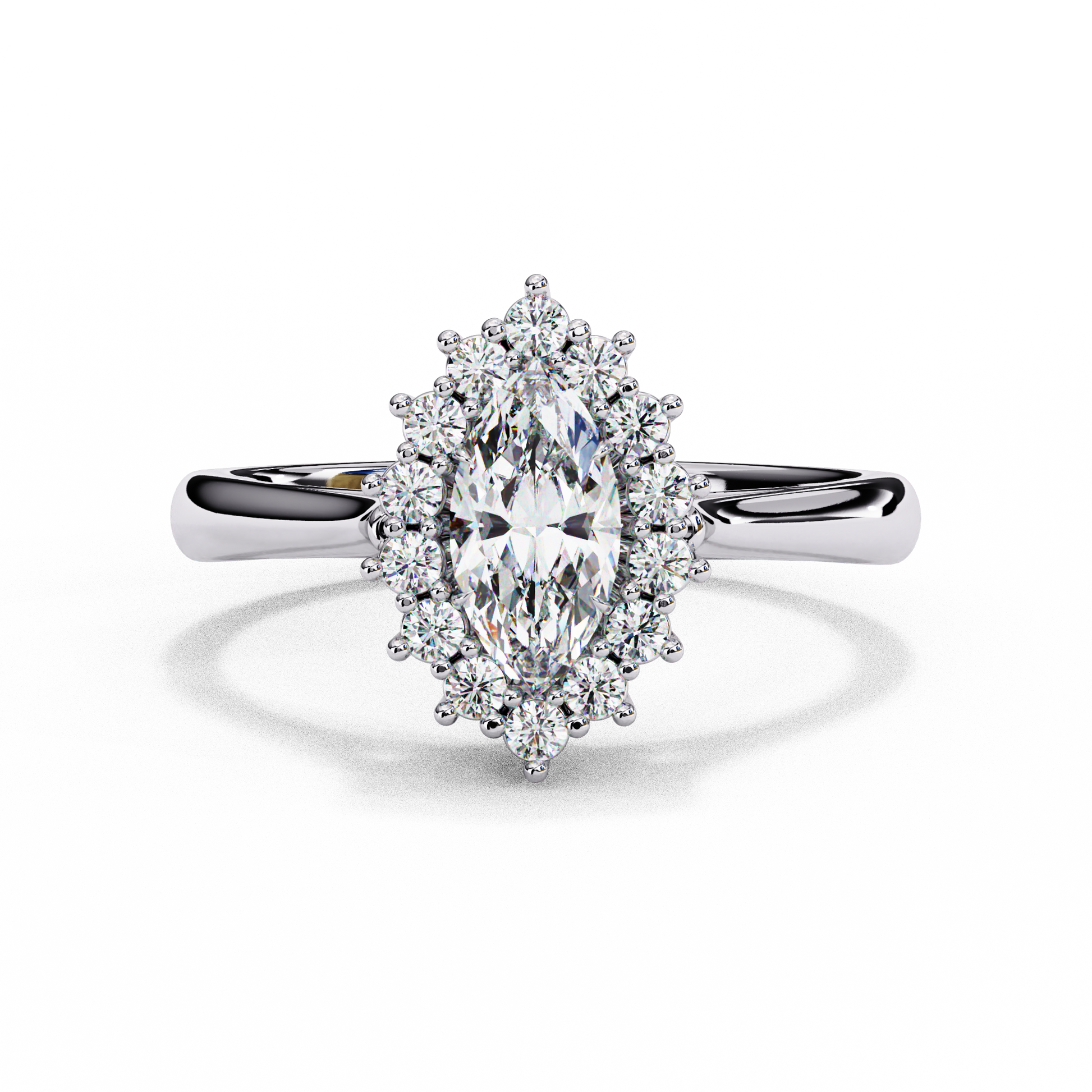 White Gold / Moissanite, White Gold / Lab Grown