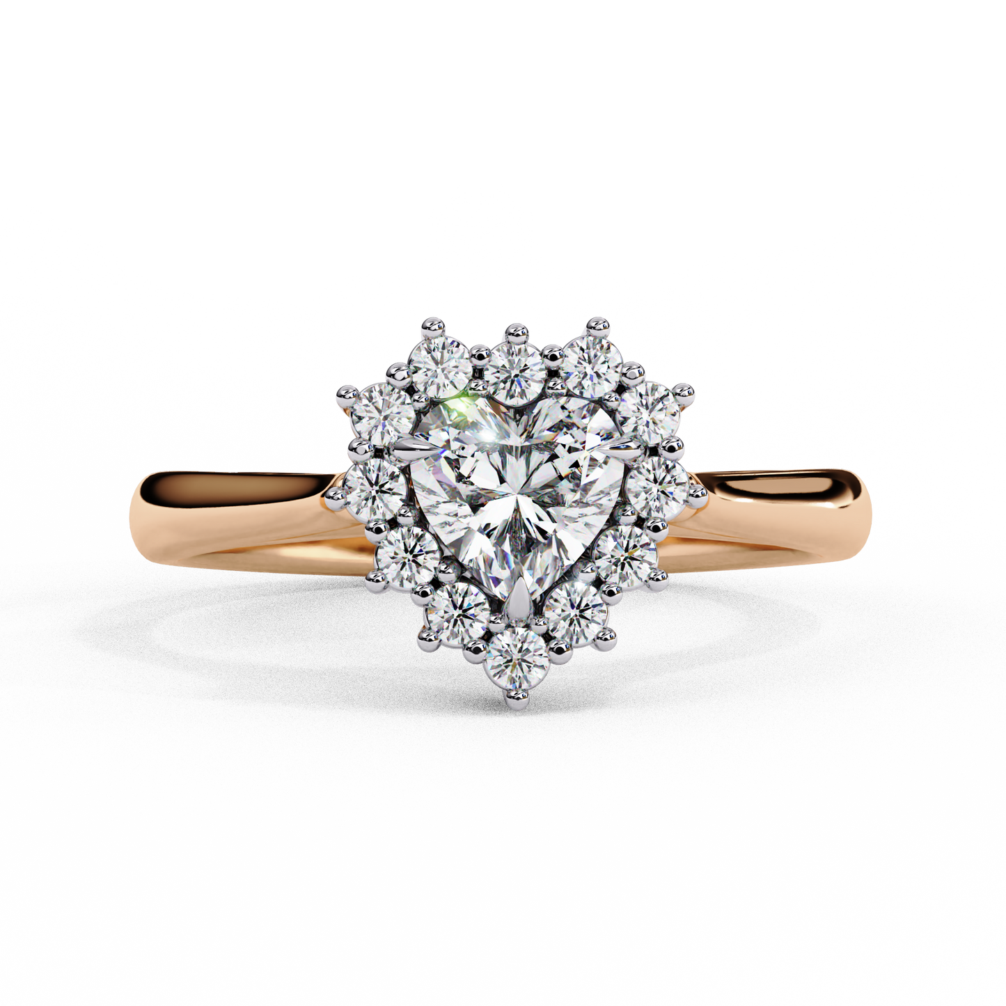 rose gold / moissanite, rose gold / lab grown