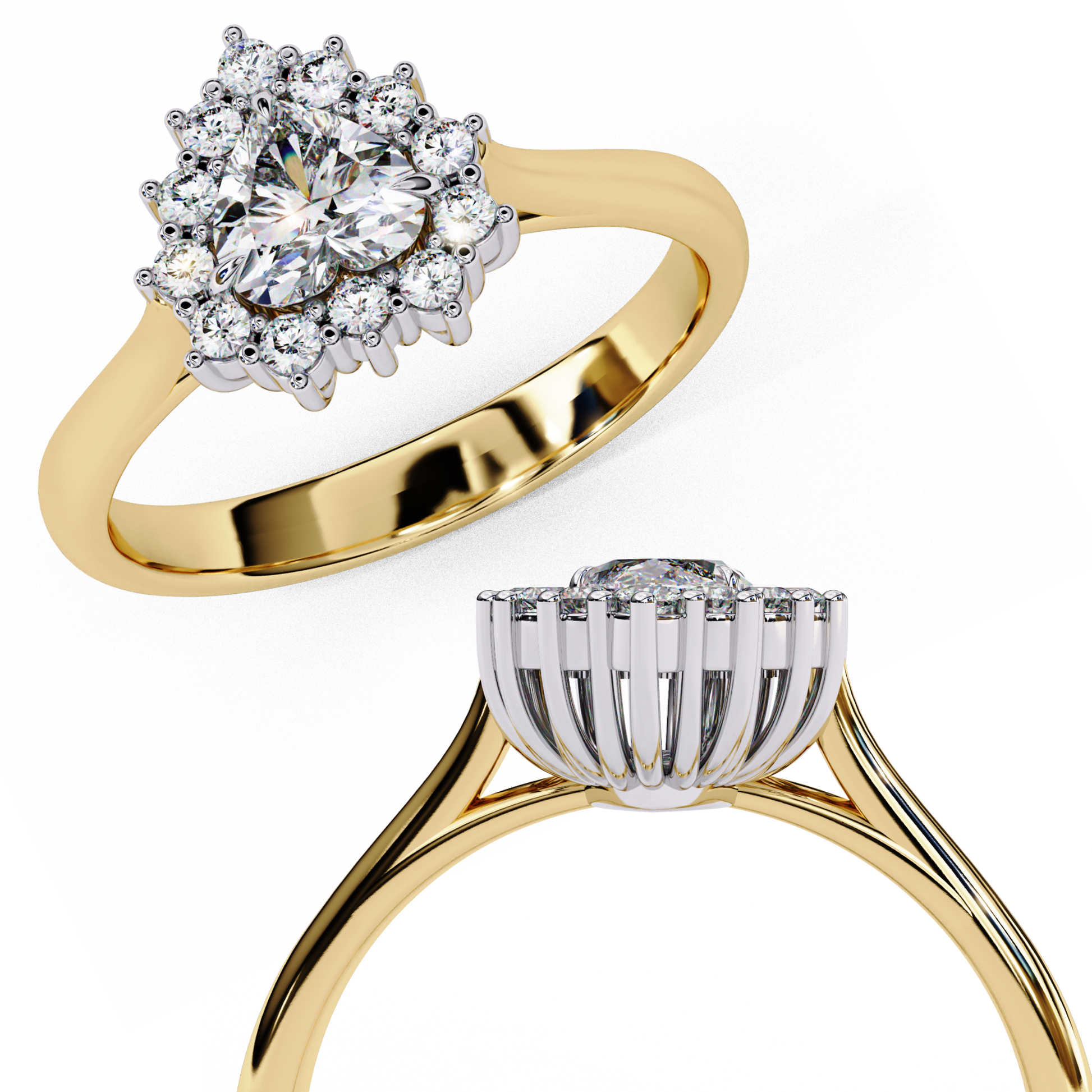 Yellow Gold / Moissanite, Yellow Gold / Lab Grown
