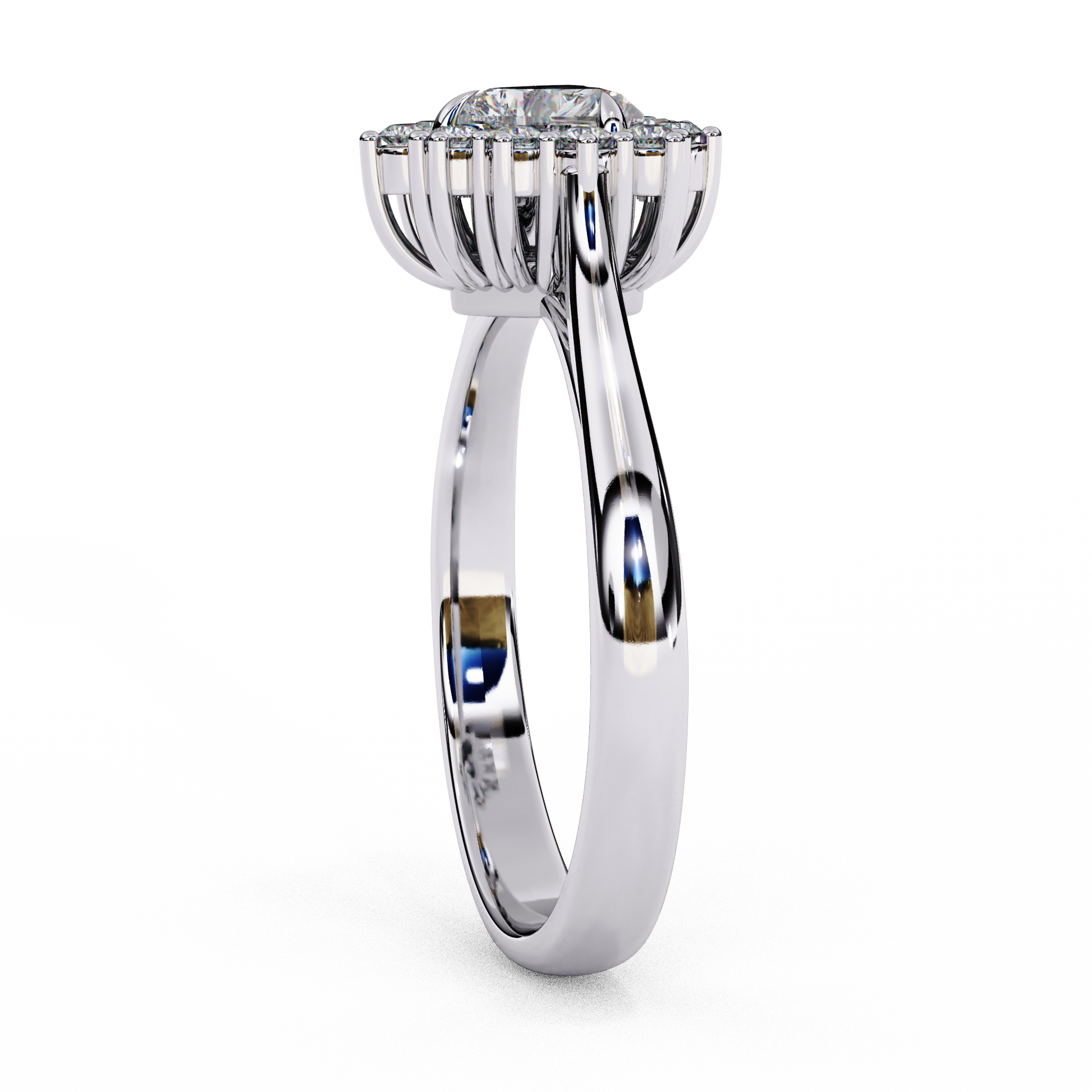 White Gold / Moissanite, White Gold / Lab Grown