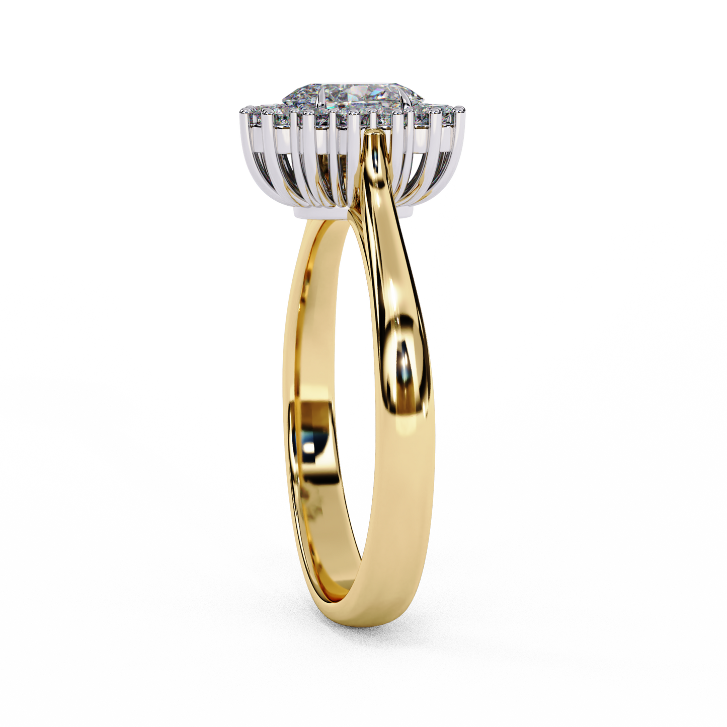 yellow gold / moissanite, yellow gold / lab grown