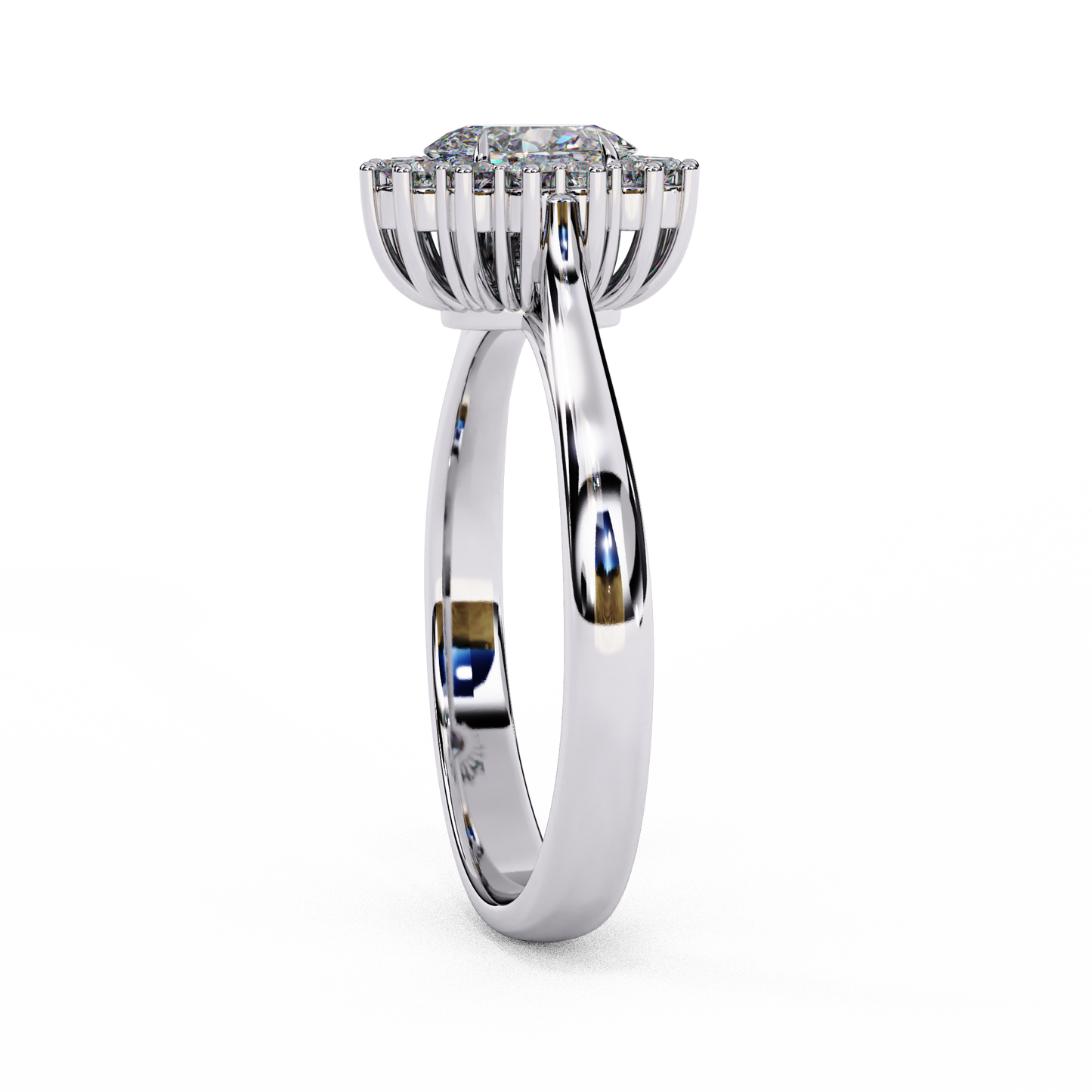 white gold / moissanite, white gold / lab grown