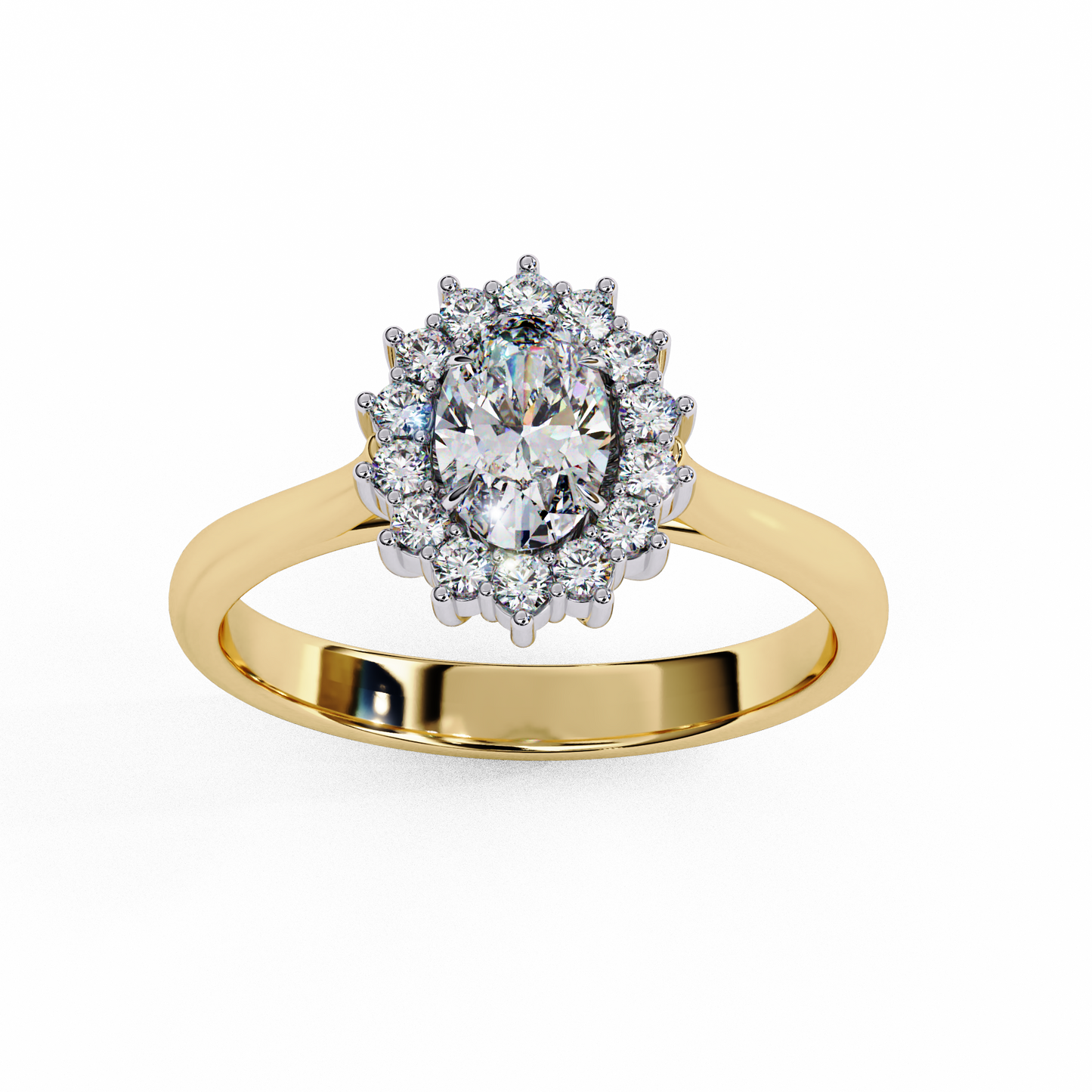 yellow gold / moissanite, yellow gold / lab grown