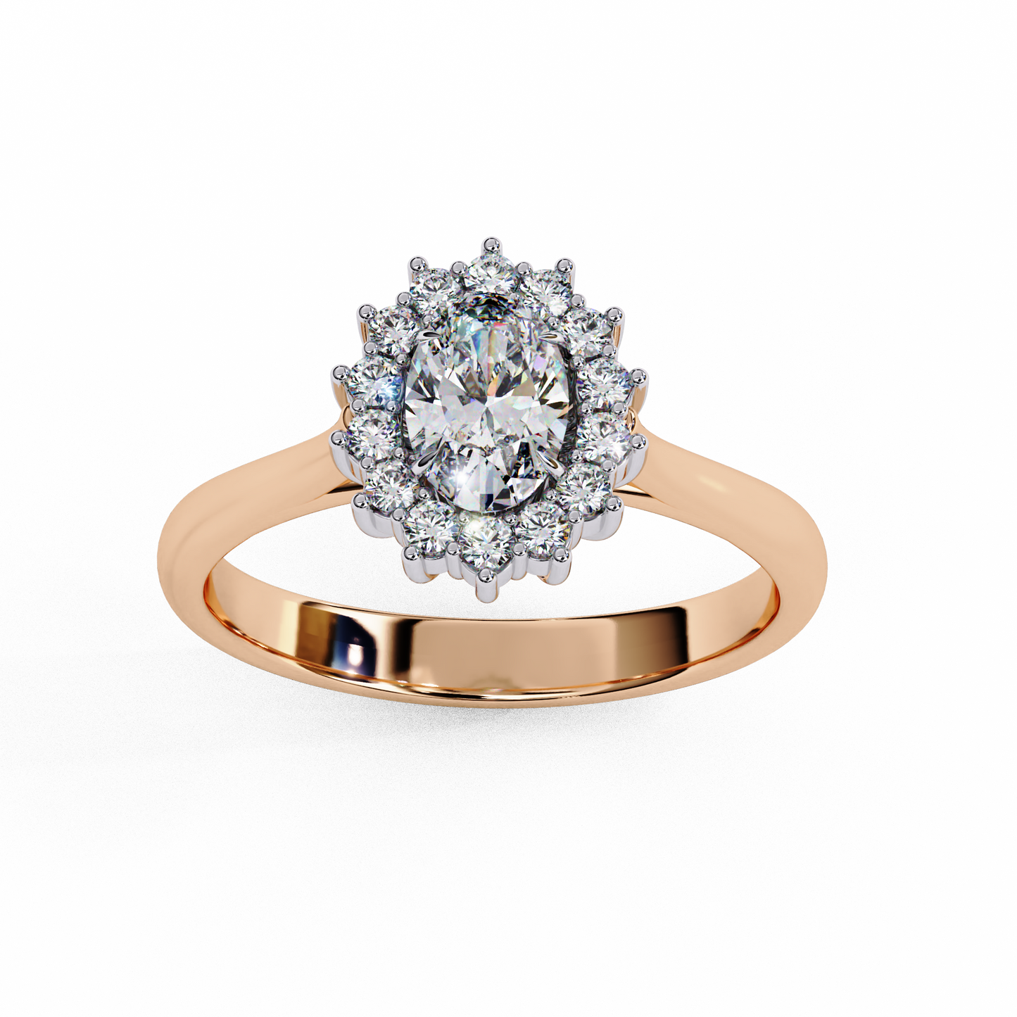 rose gold / moissanite, rose gold / lab grown
