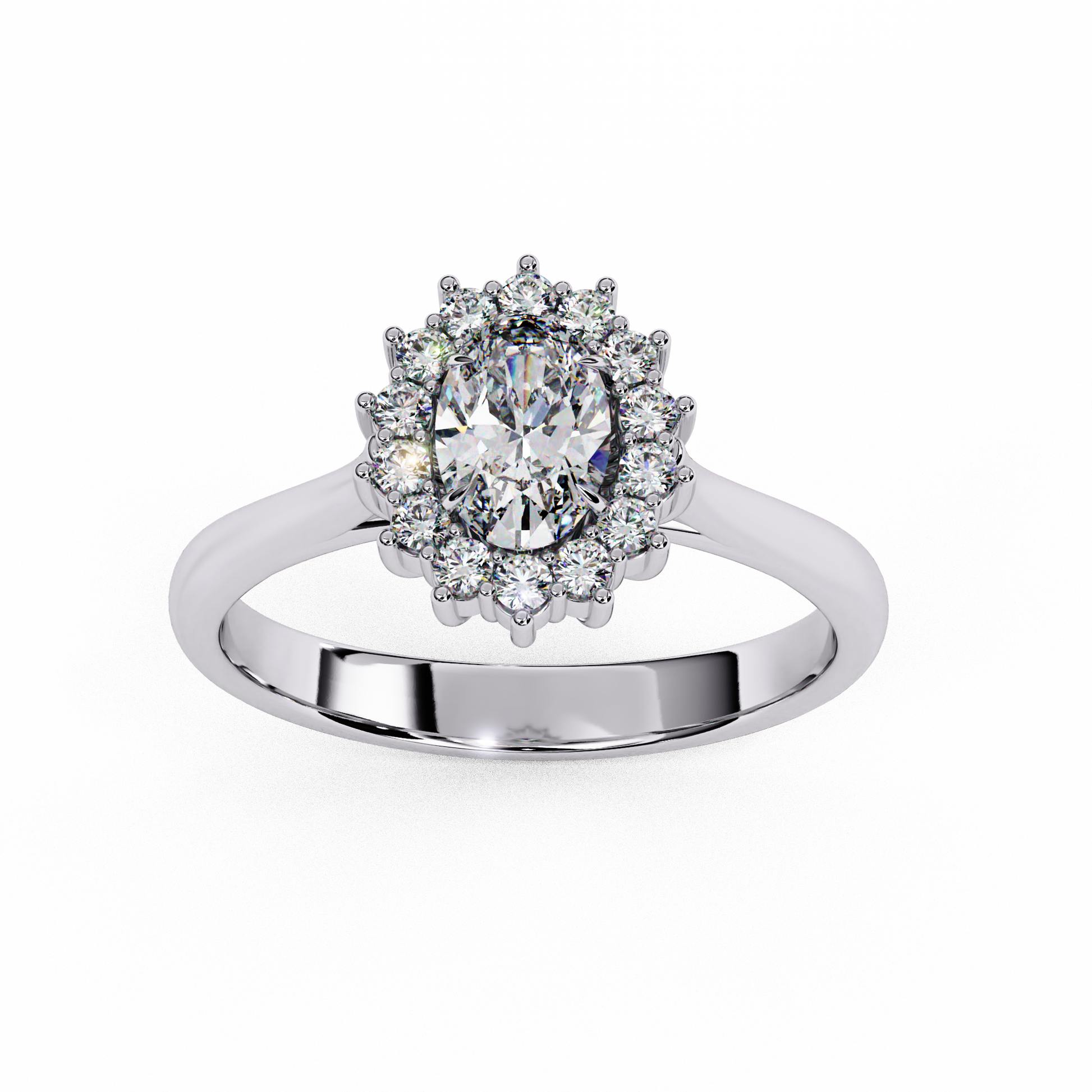 White Gold / Moissanite, White Gold / Lab Grown