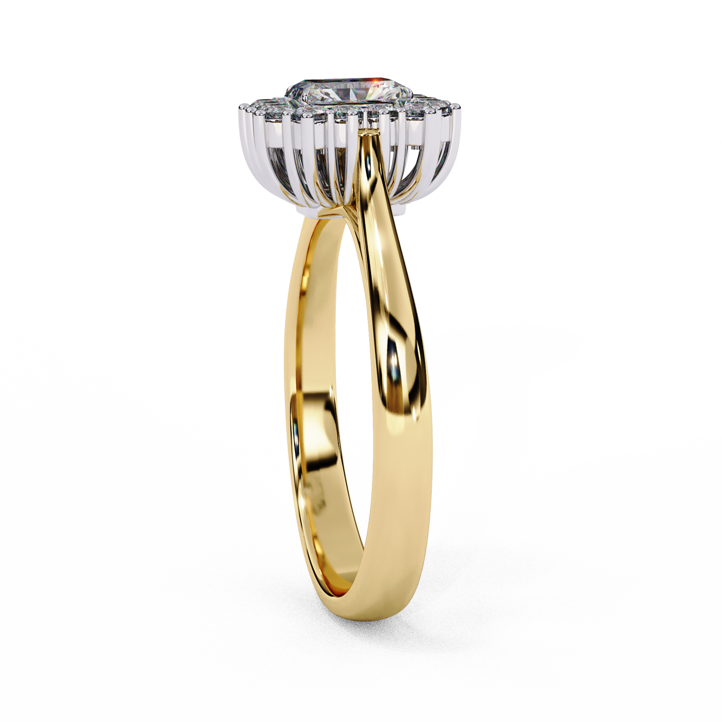yellow gold / moissanite, yellow gold / lab grown