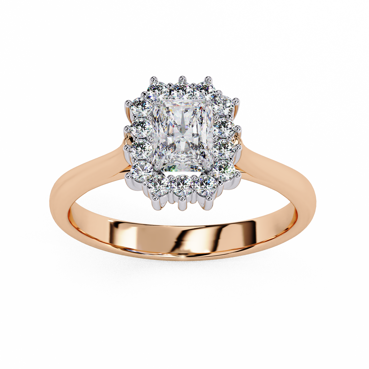 rose gold / moissanite, rose gold / lab grown