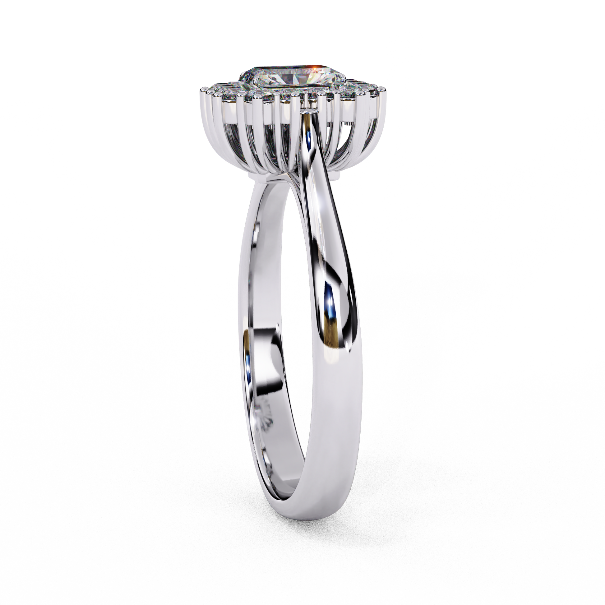 White Gold / Moissanite, White Gold / Lab Grown