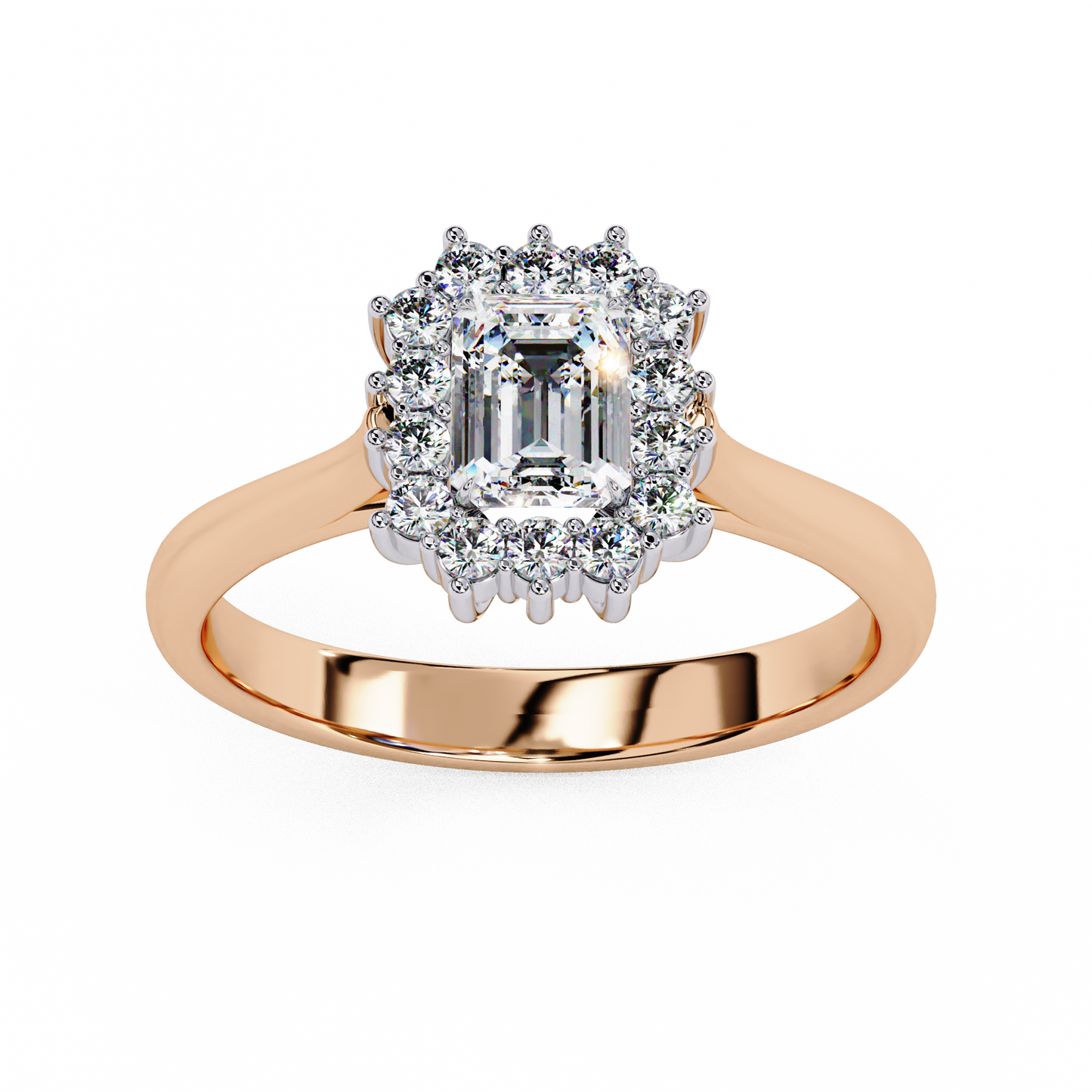 rose gold / moissanite, rose gold / lab grown