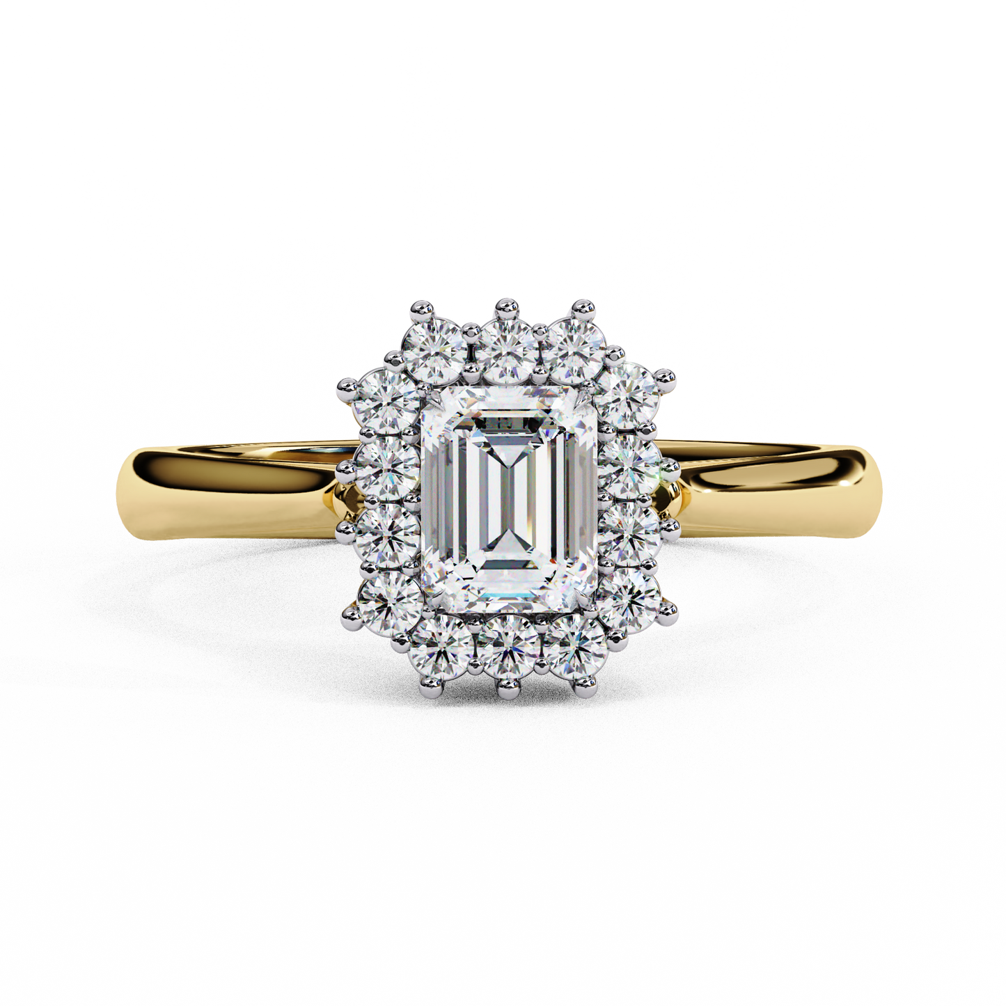 yellow gold / moissanite, yellow gold / lab grown