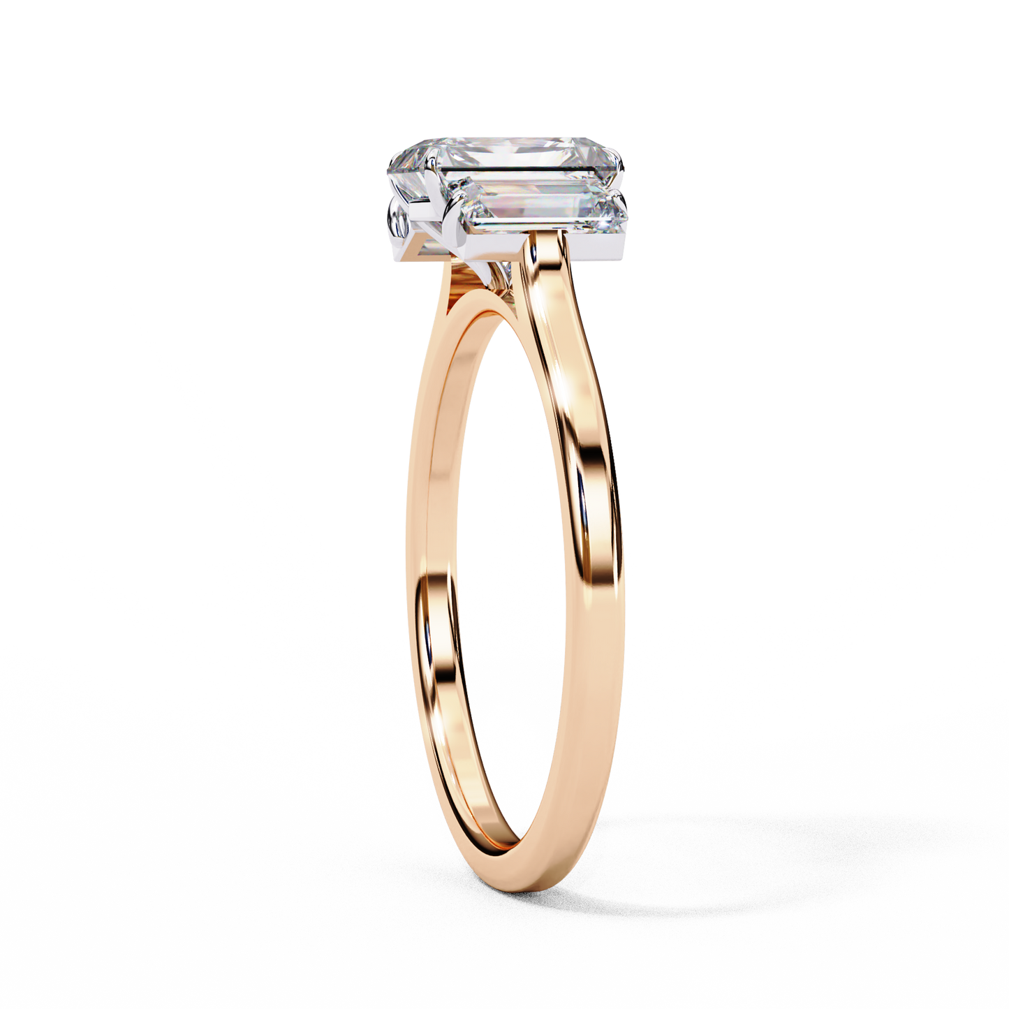 rose gold / moissanite, rose gold / lab grown