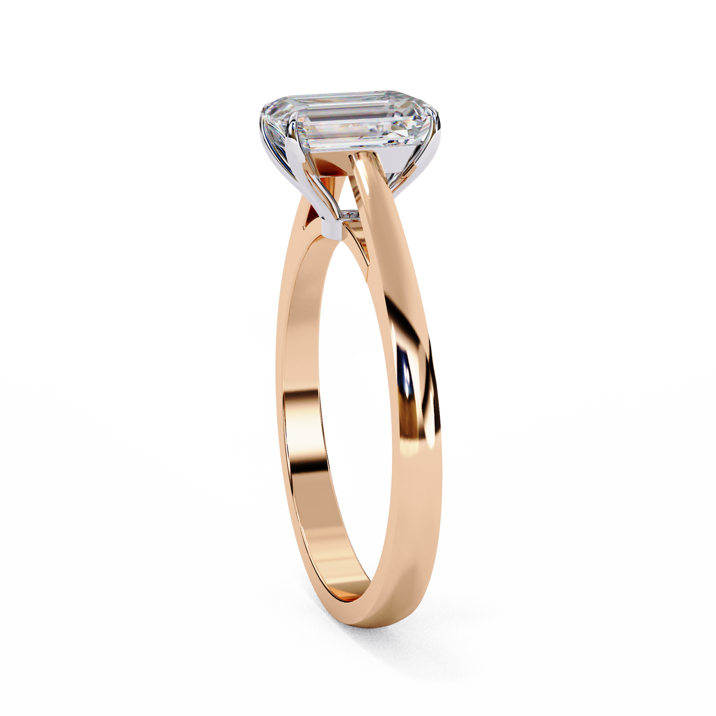 rose gold / moissanite, rose gold / lab grown