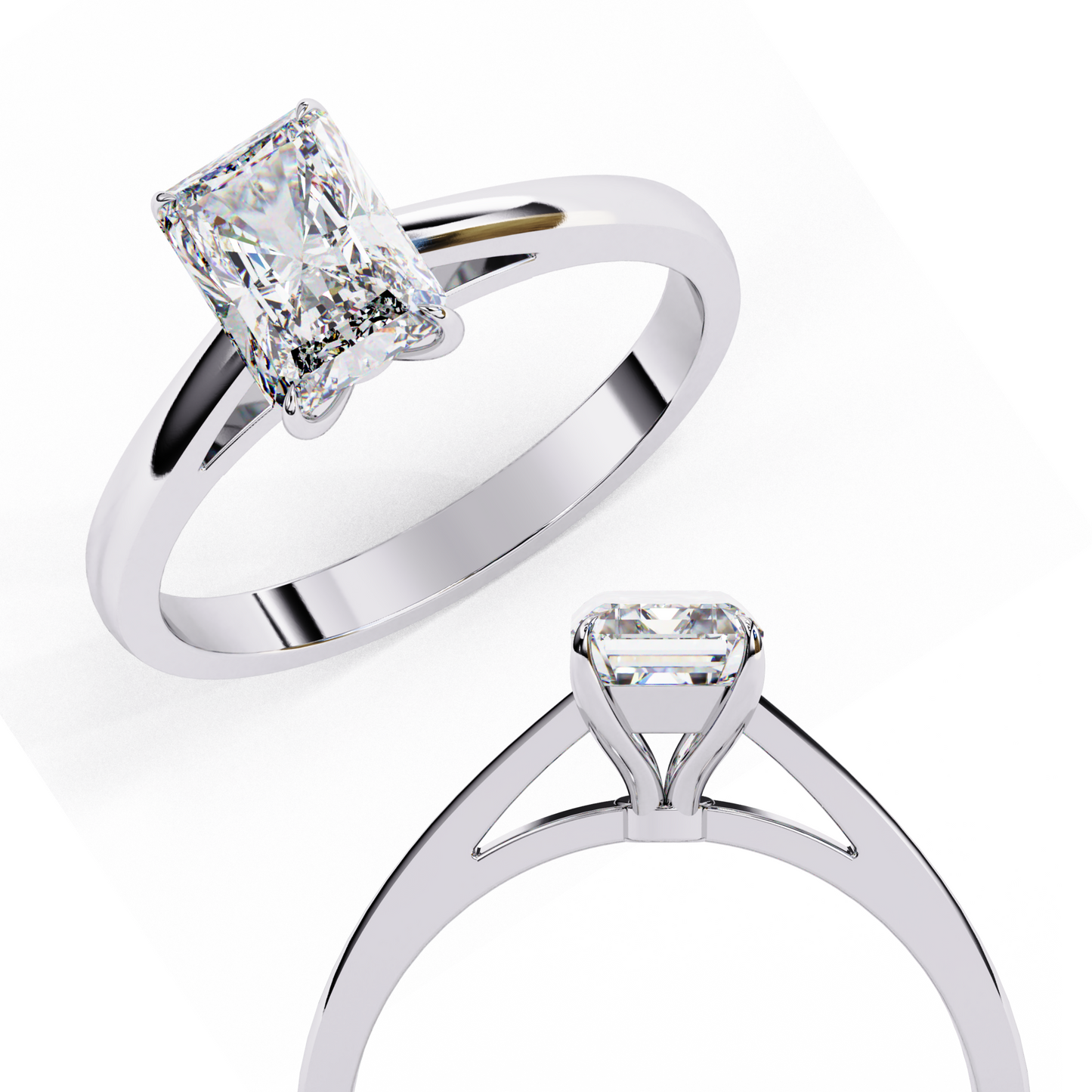 white gold / moissanite, white gold / lab grown