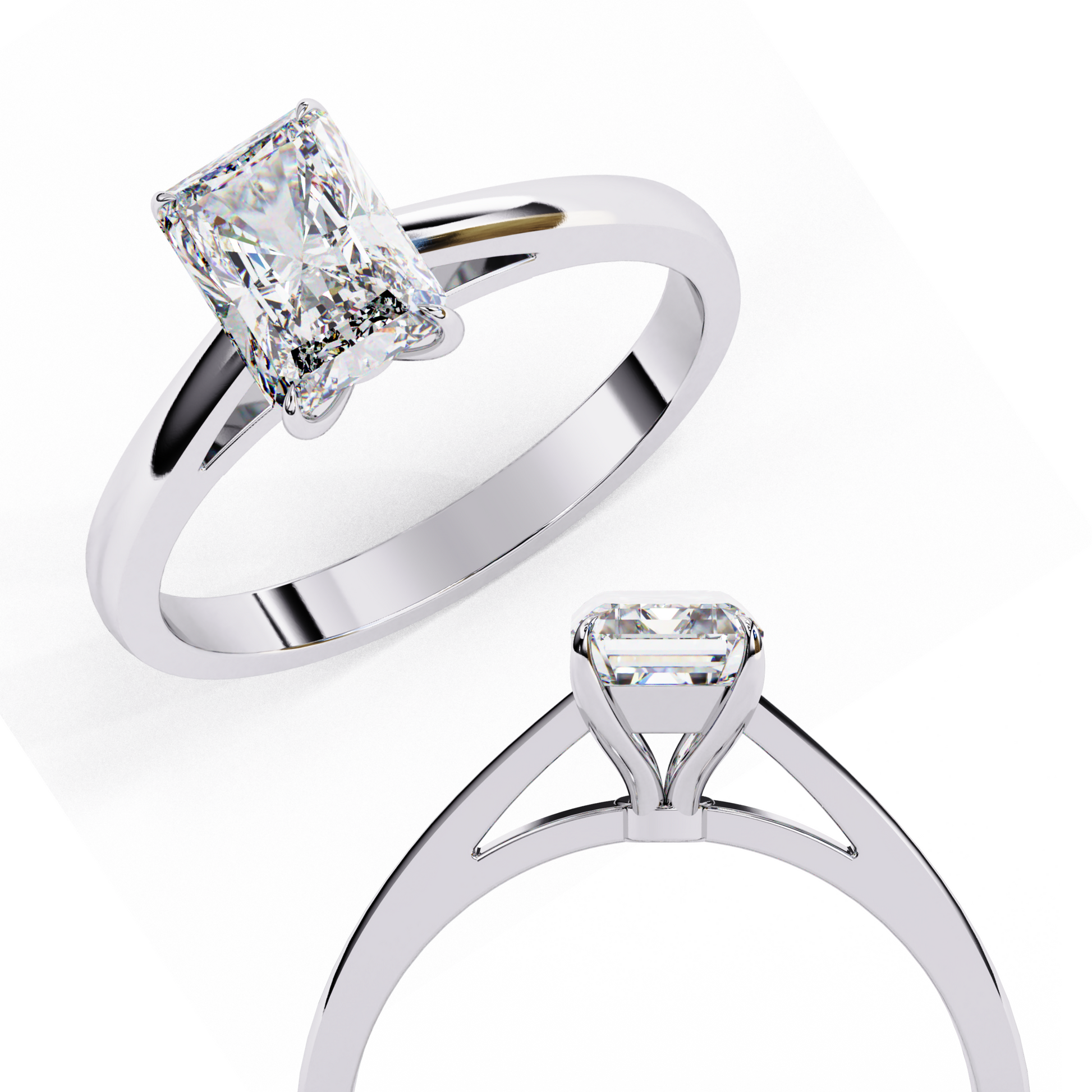 White Gold / Moissanite, White Gold / Lab Grown