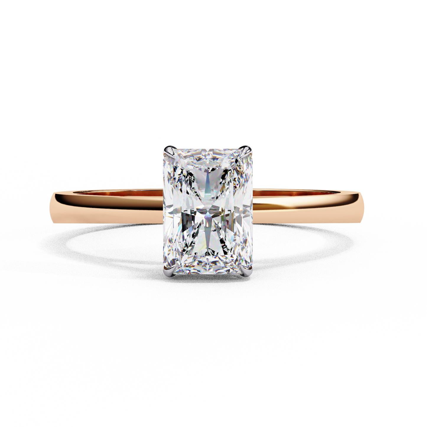 rose gold / moissanite, rose gold / lab grown