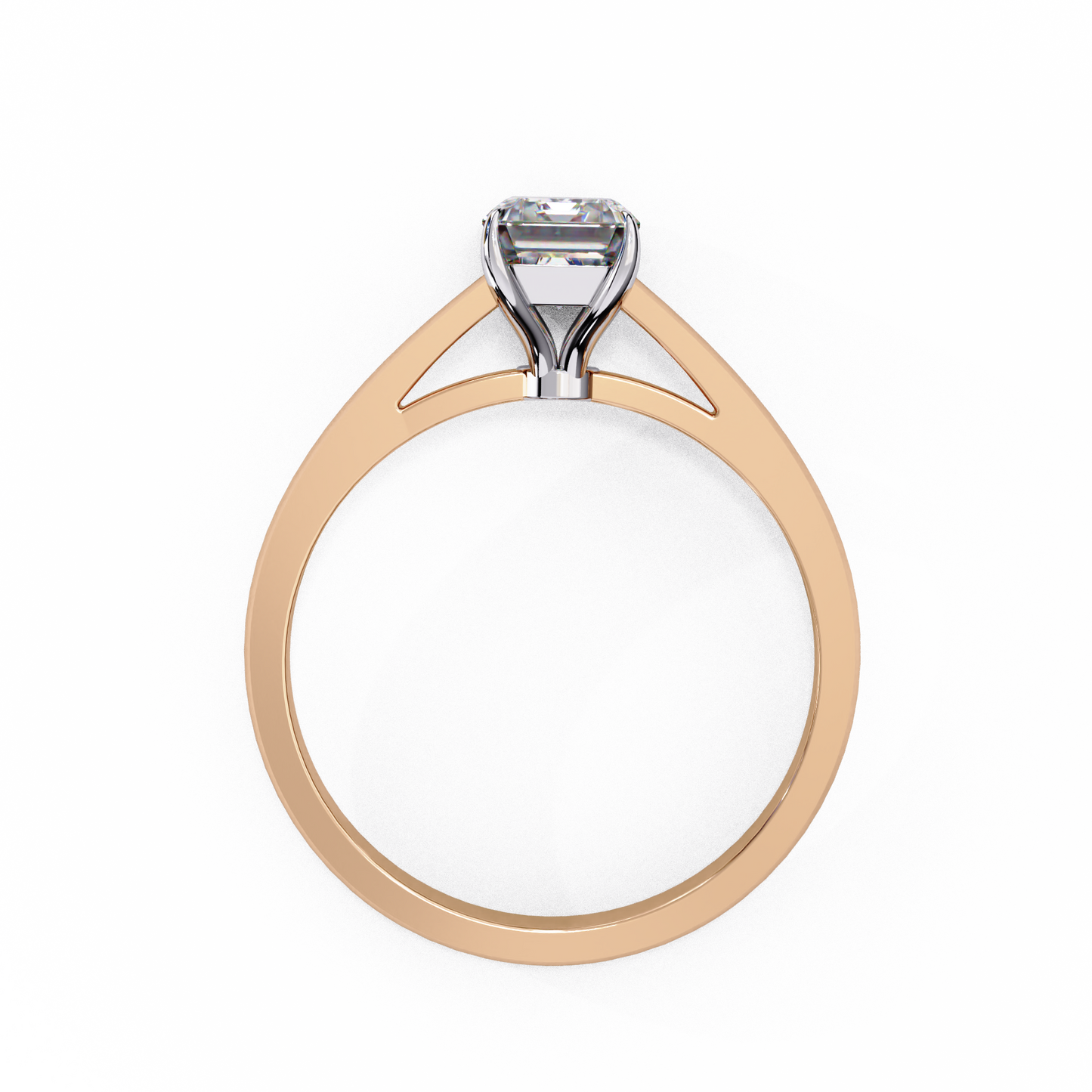 rose gold / moissanite, rose gold / lab grown