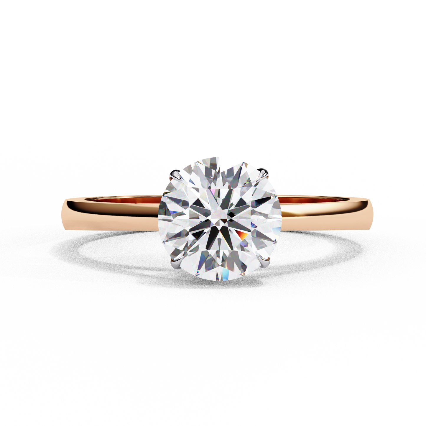 rose gold / moissanite, rose gold / lab grown