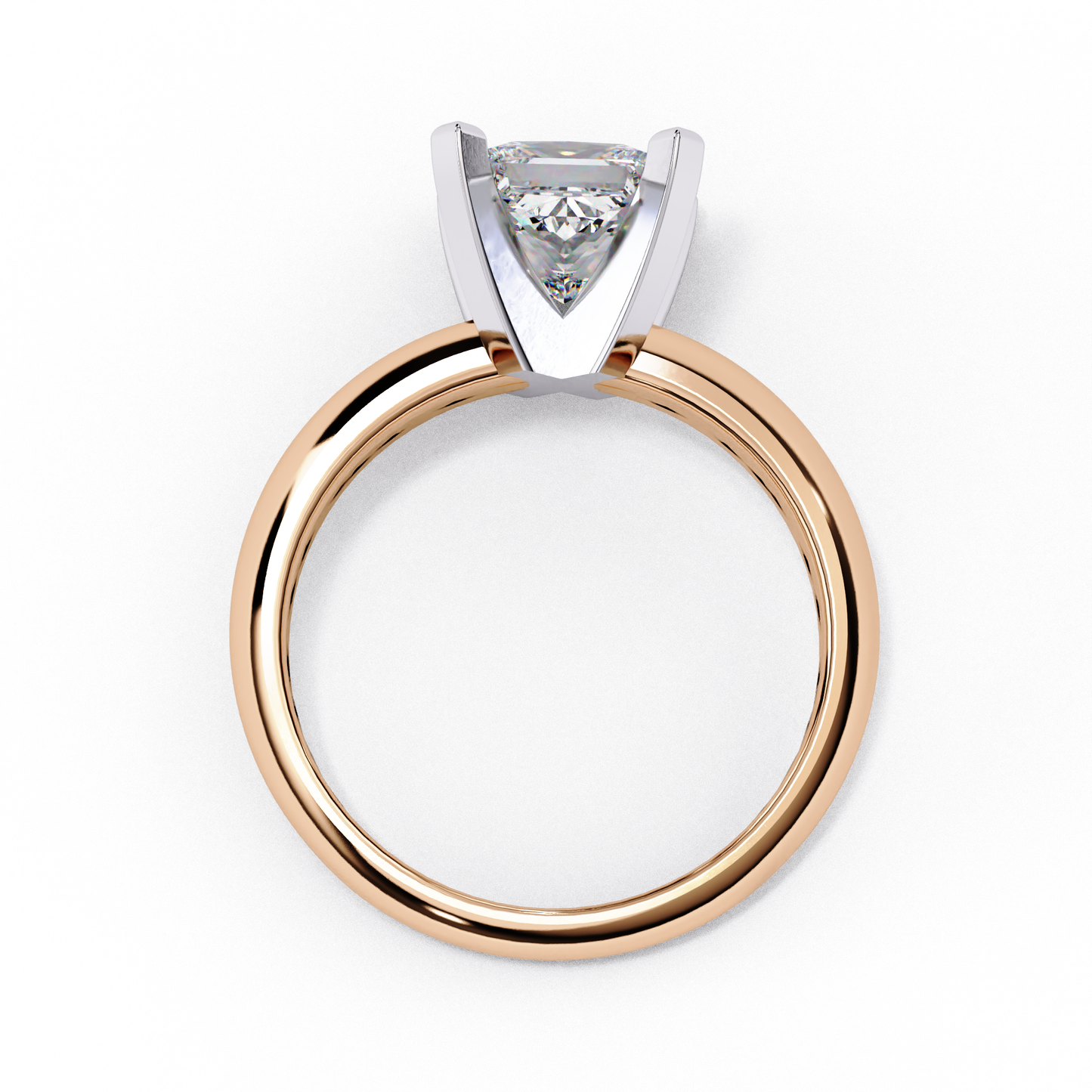 rose gold / moissanite, rose gold / lab grown