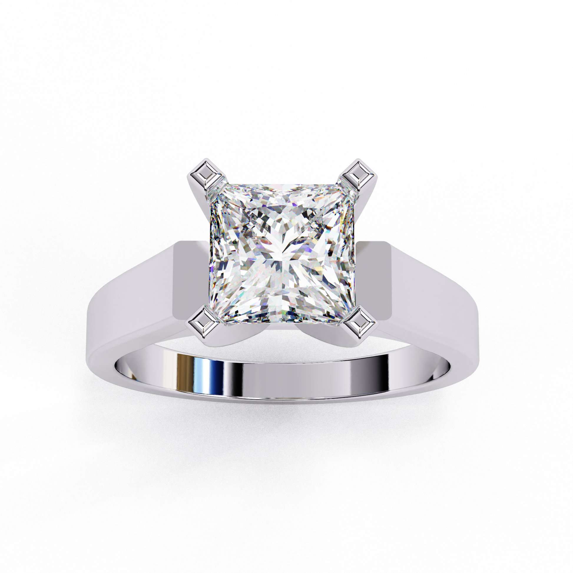 White Gold / Moissanite, White Gold / Lab Grown