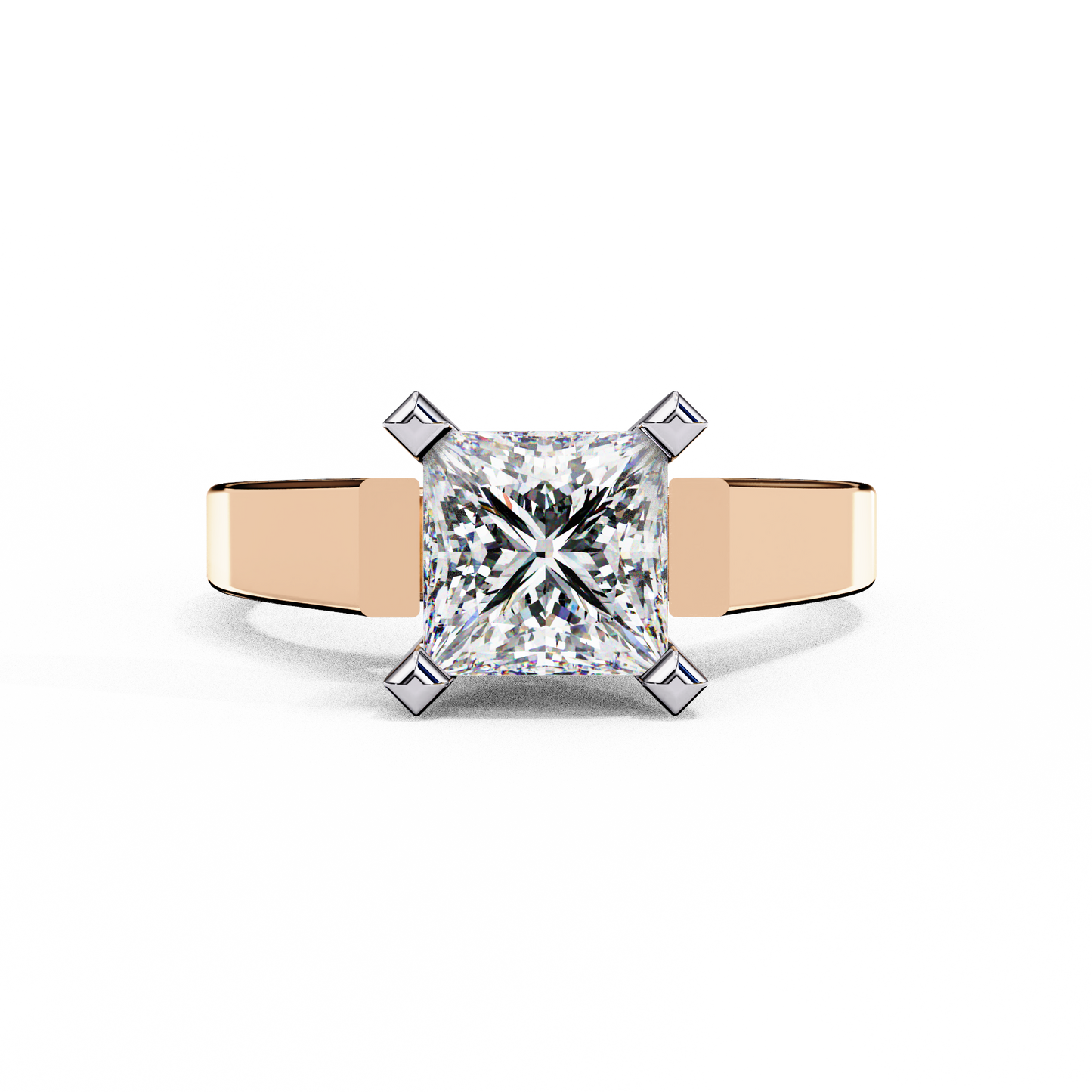 rose gold / moissanite, rose gold / lab grown