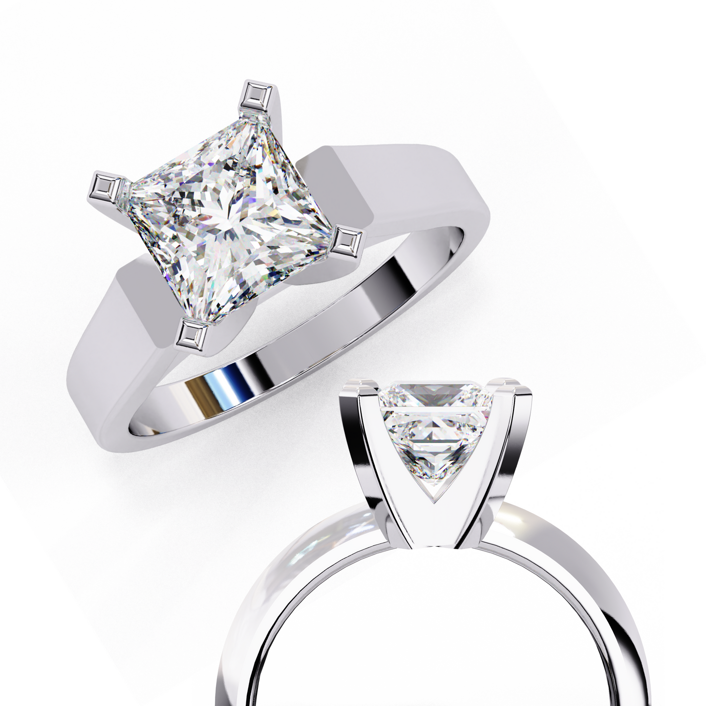 white gold / moissanite, white gold / lab grown