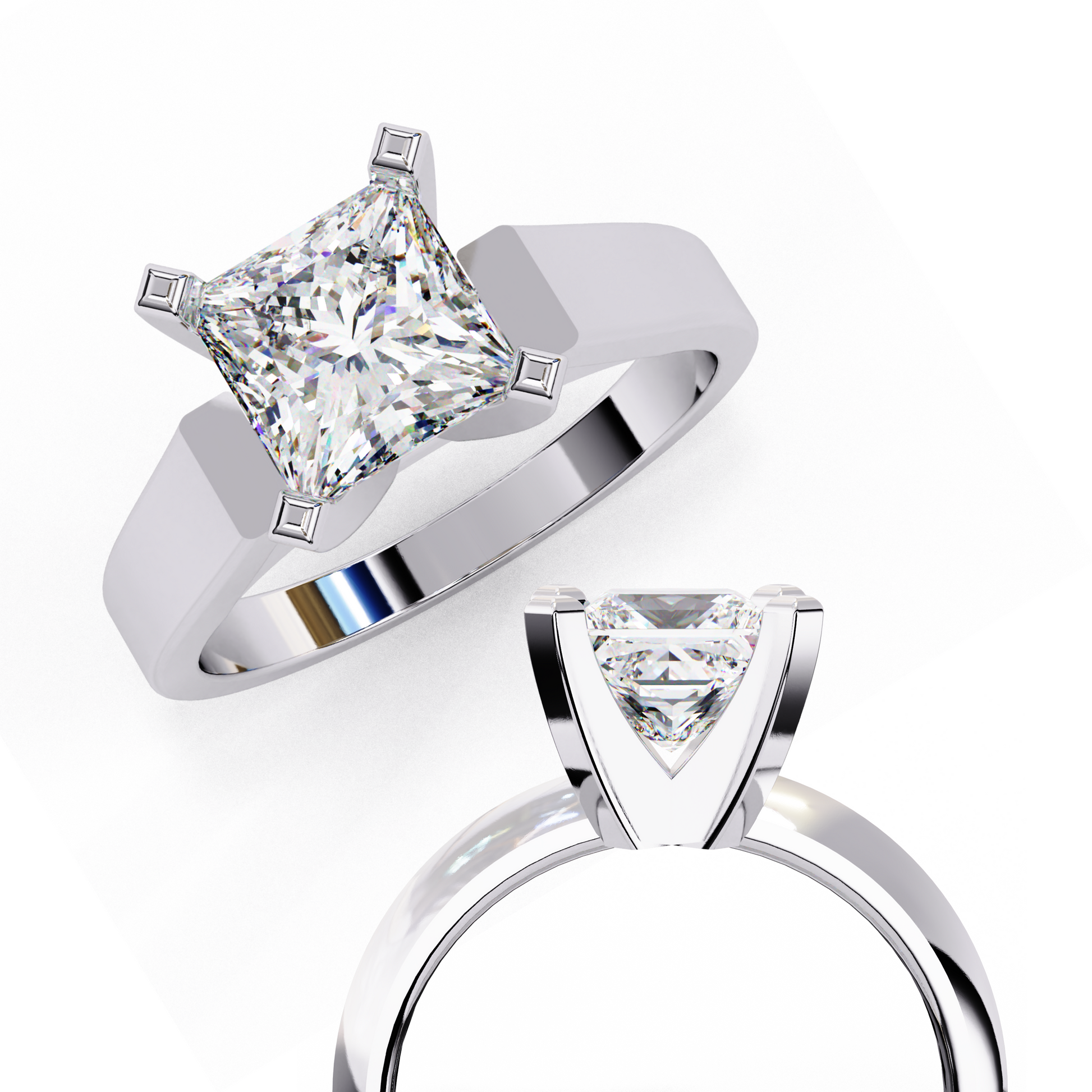White Gold / Moissanite, White Gold / Lab Grown